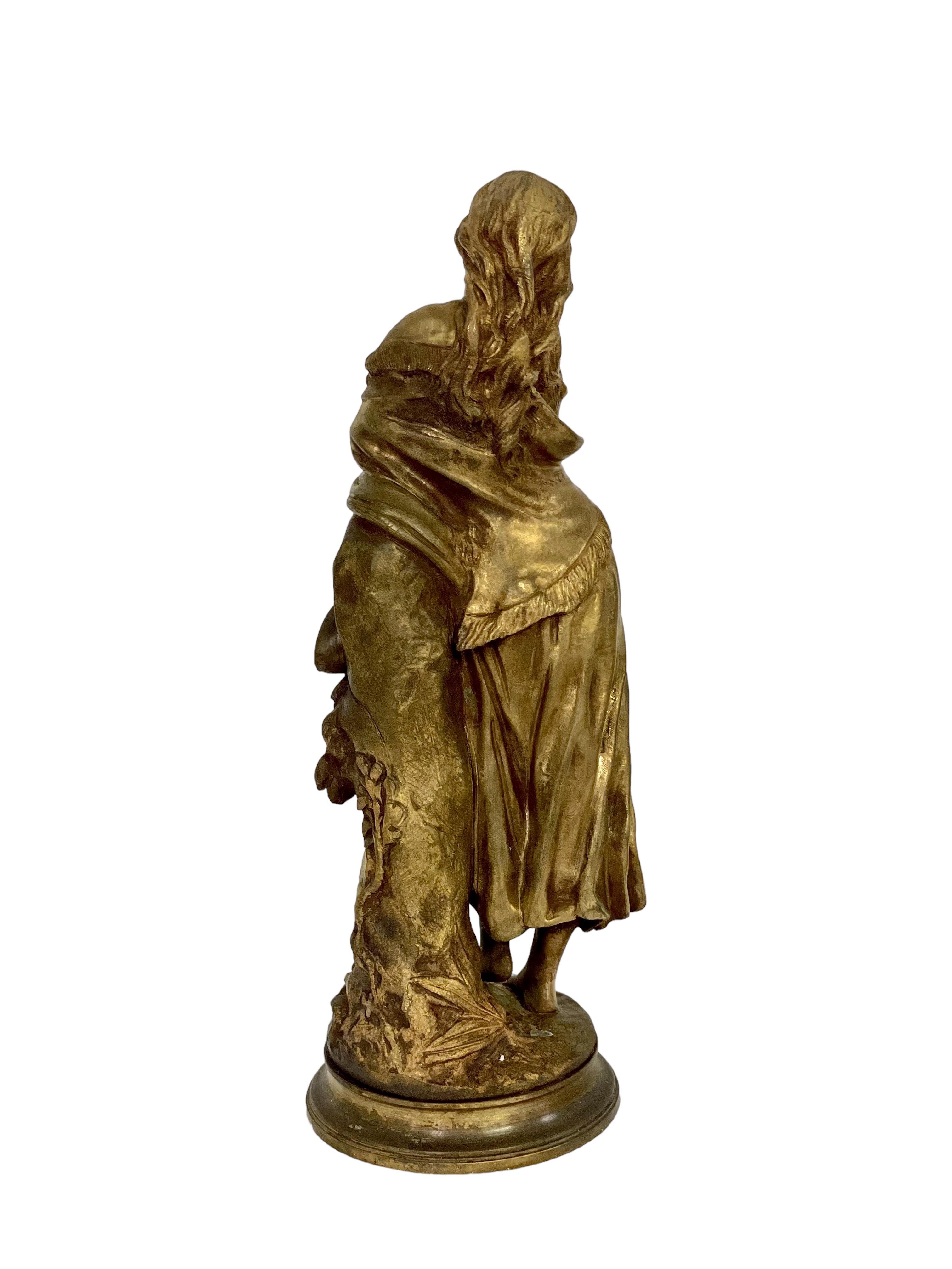 French Antique Bronze Statue of 'Mignon' by A.E. Gaudez 1