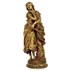 French Antique Bronze Statue of 'Mignon' by A.E. Gaudez
