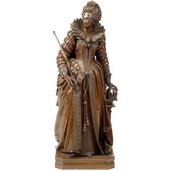 Statue en bronze de la reine Elizabeth 1 par Math. Moreau