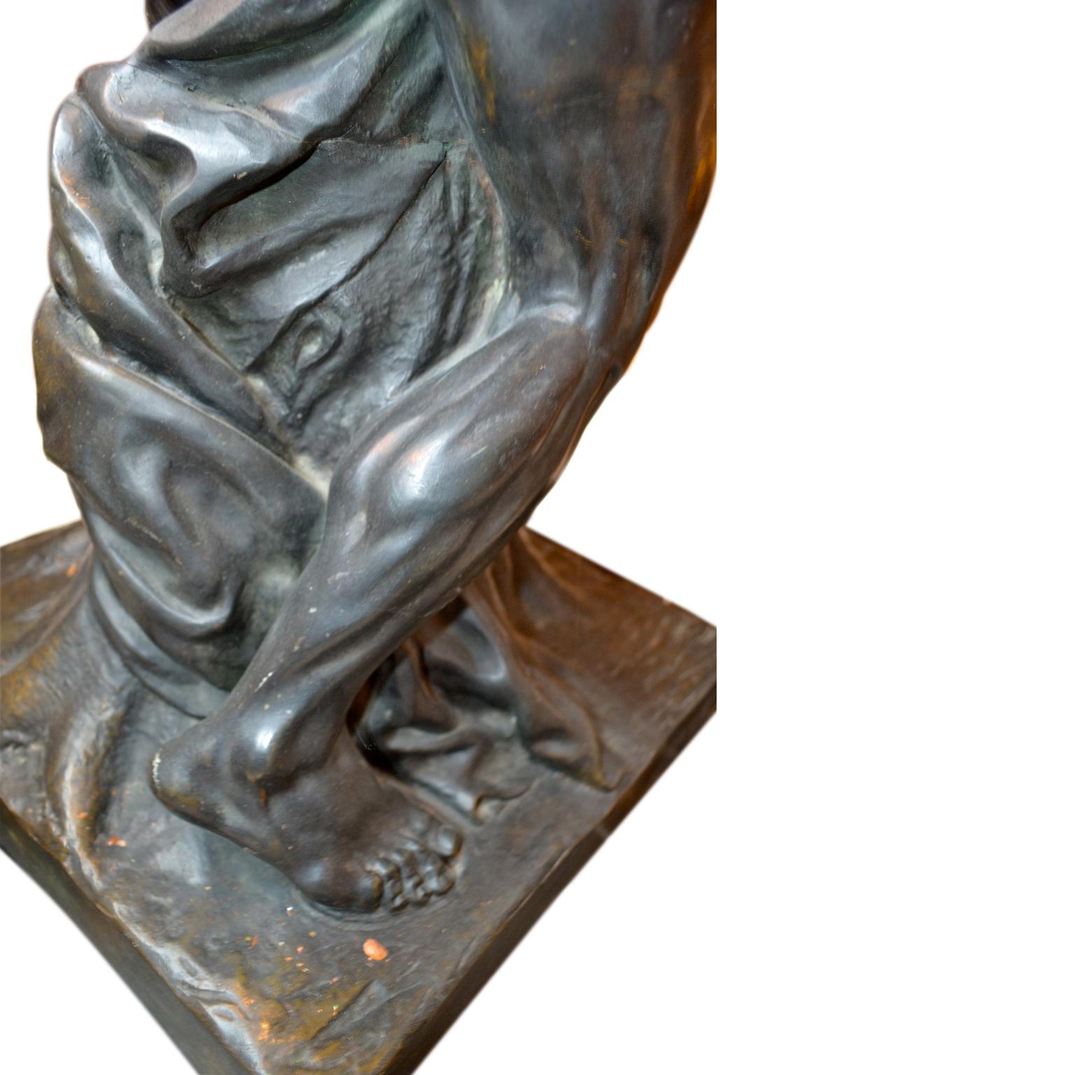 Statue en bronze du lutteur grec romain Milo de Croton d'après Dumont en vente 1