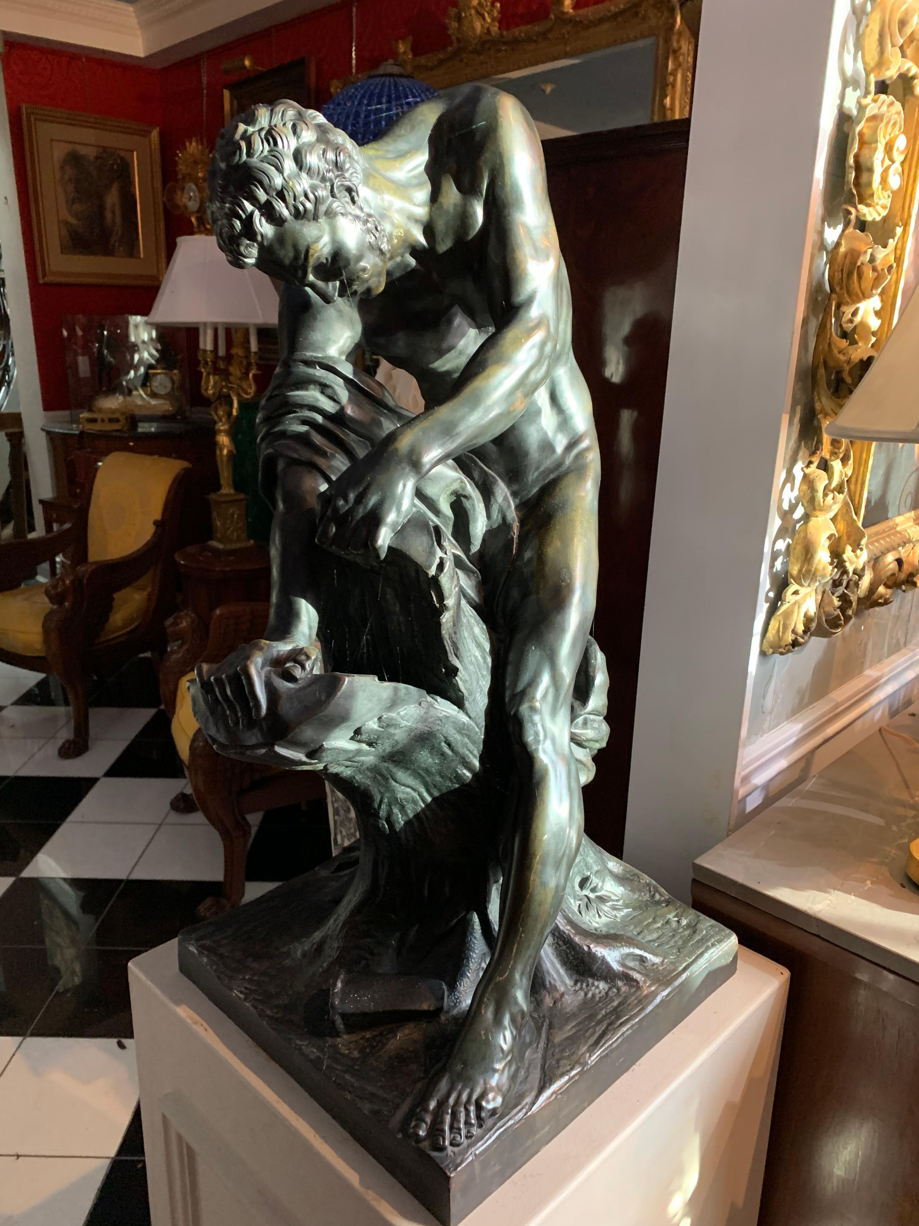 Statue en bronze du lutteur grec romain Milo de Croton d'après Dumont en vente 4