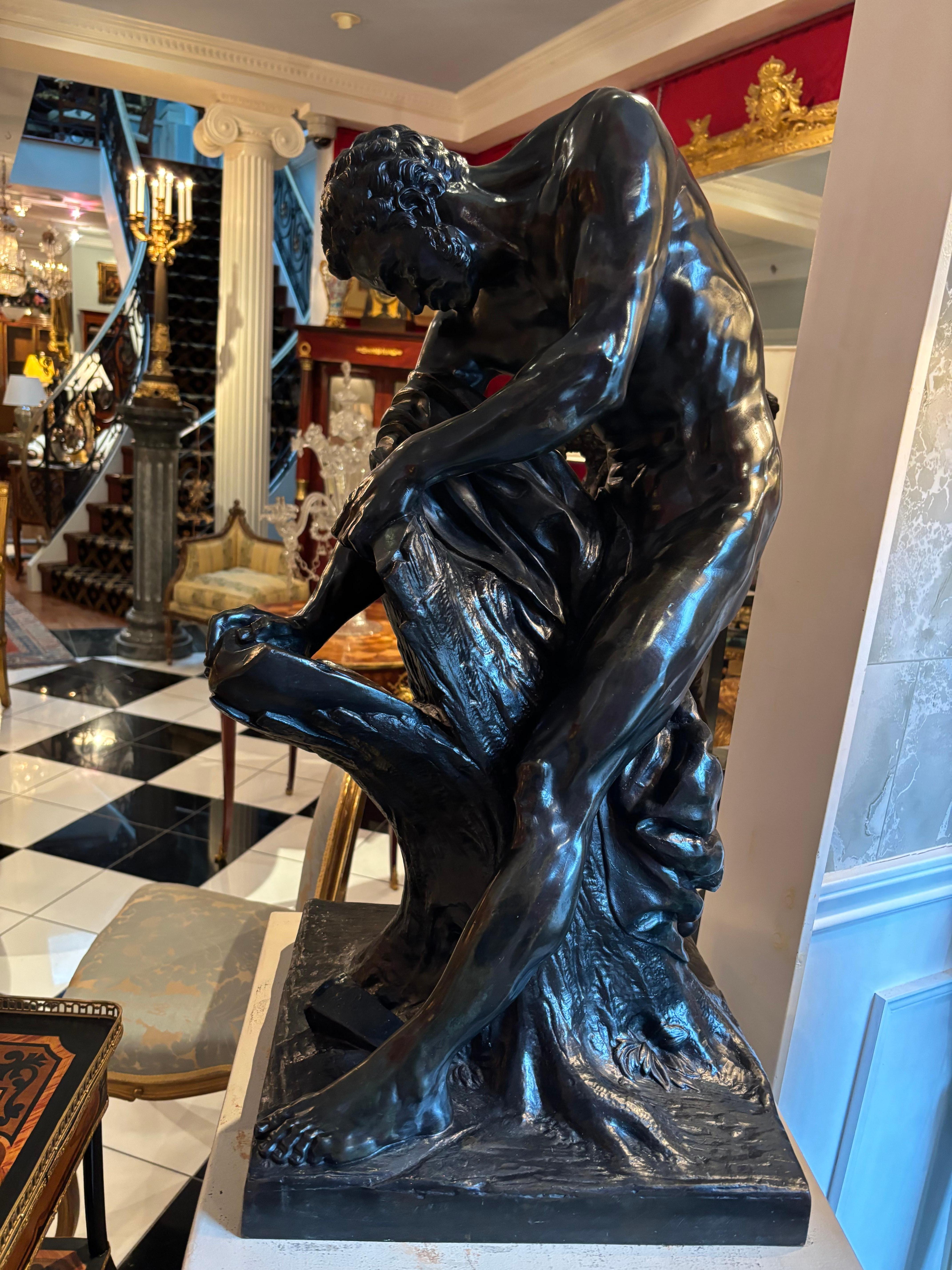 Statua di bronzo del lottatore greco-romano Milo di Crotone dopo Dumont in vendita 6