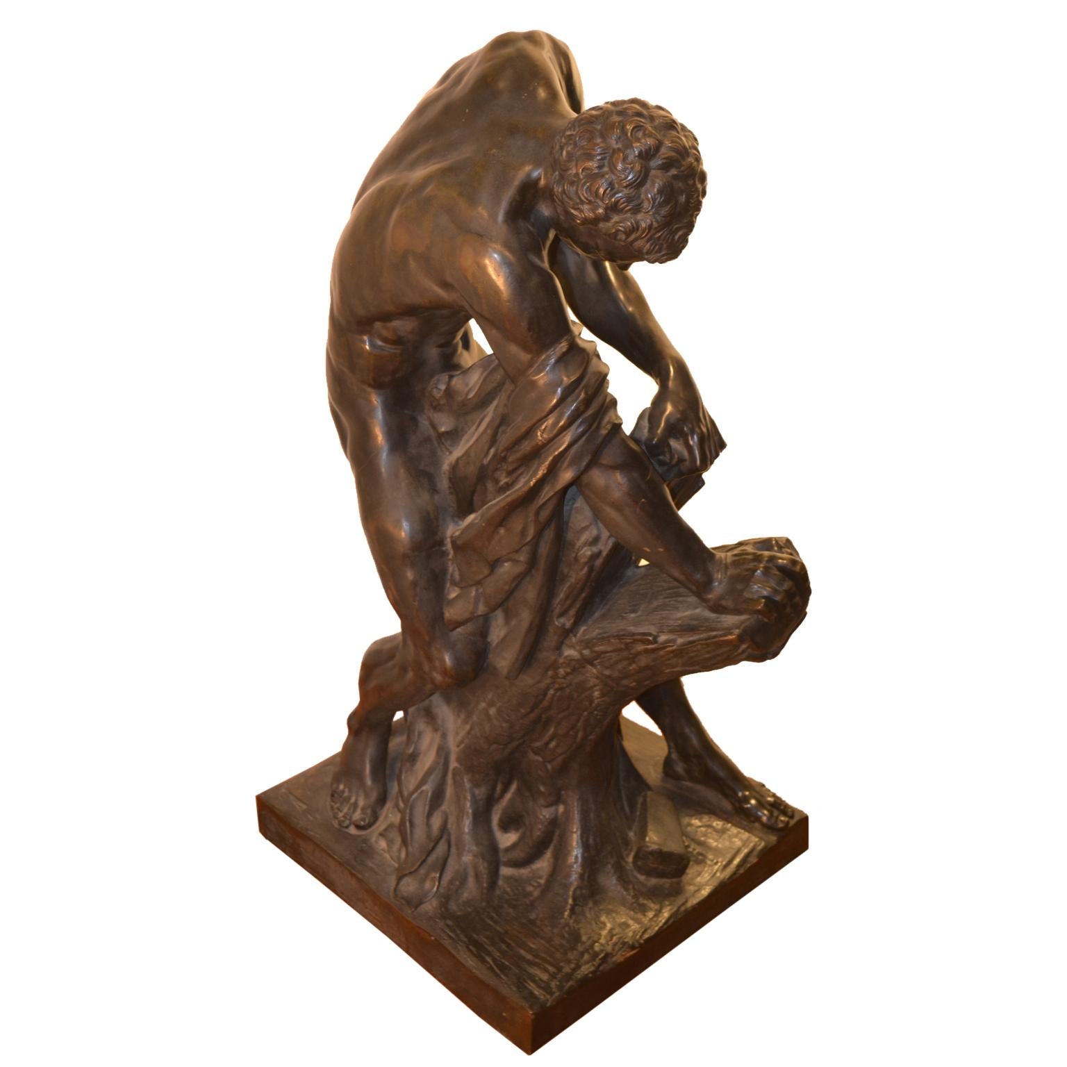 Français Statue en bronze du lutteur grec romain Milo de Croton d'après Dumont en vente