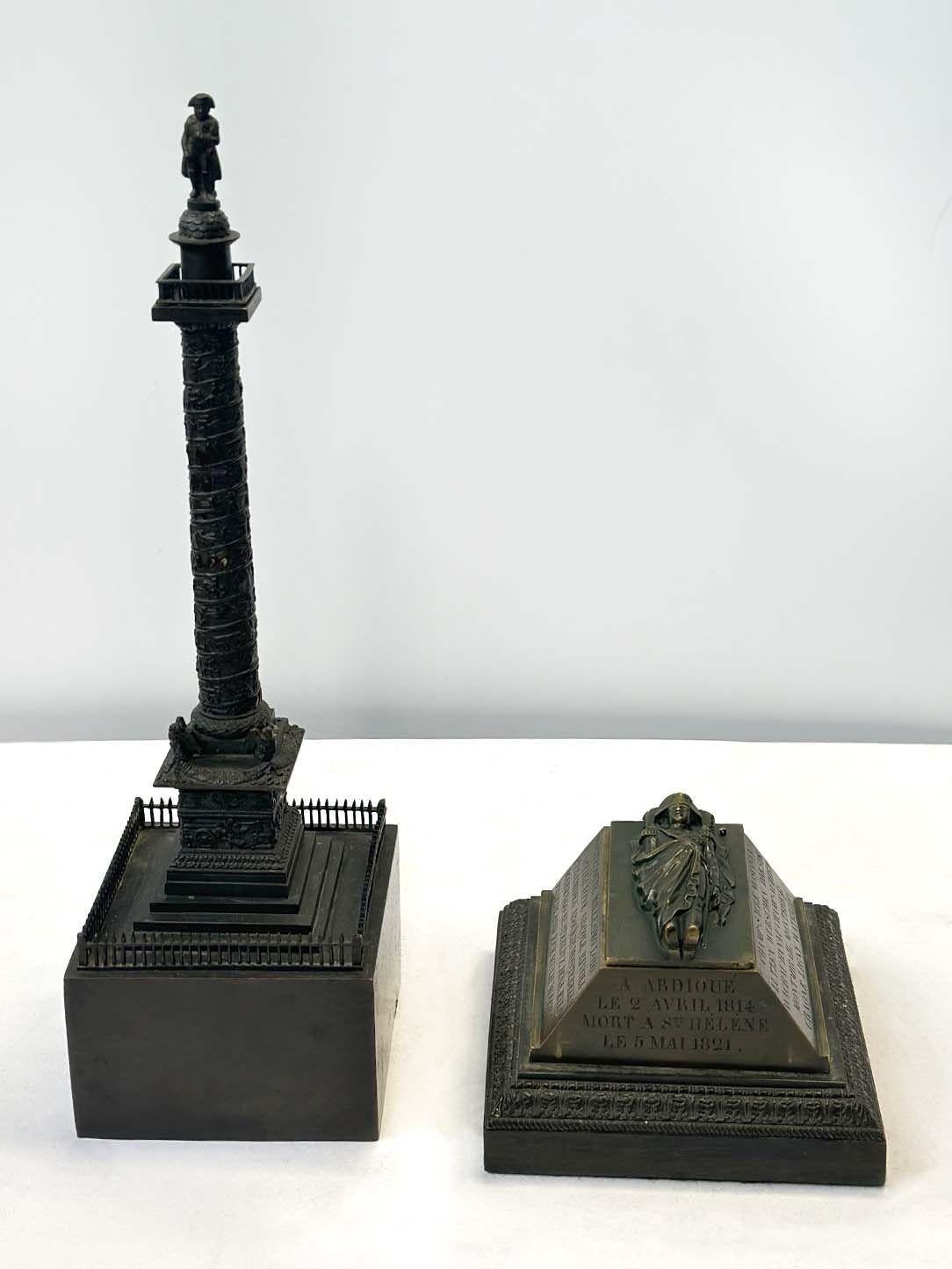 French Bronze Statue of the Vendôme Column on Marble Base For Sale