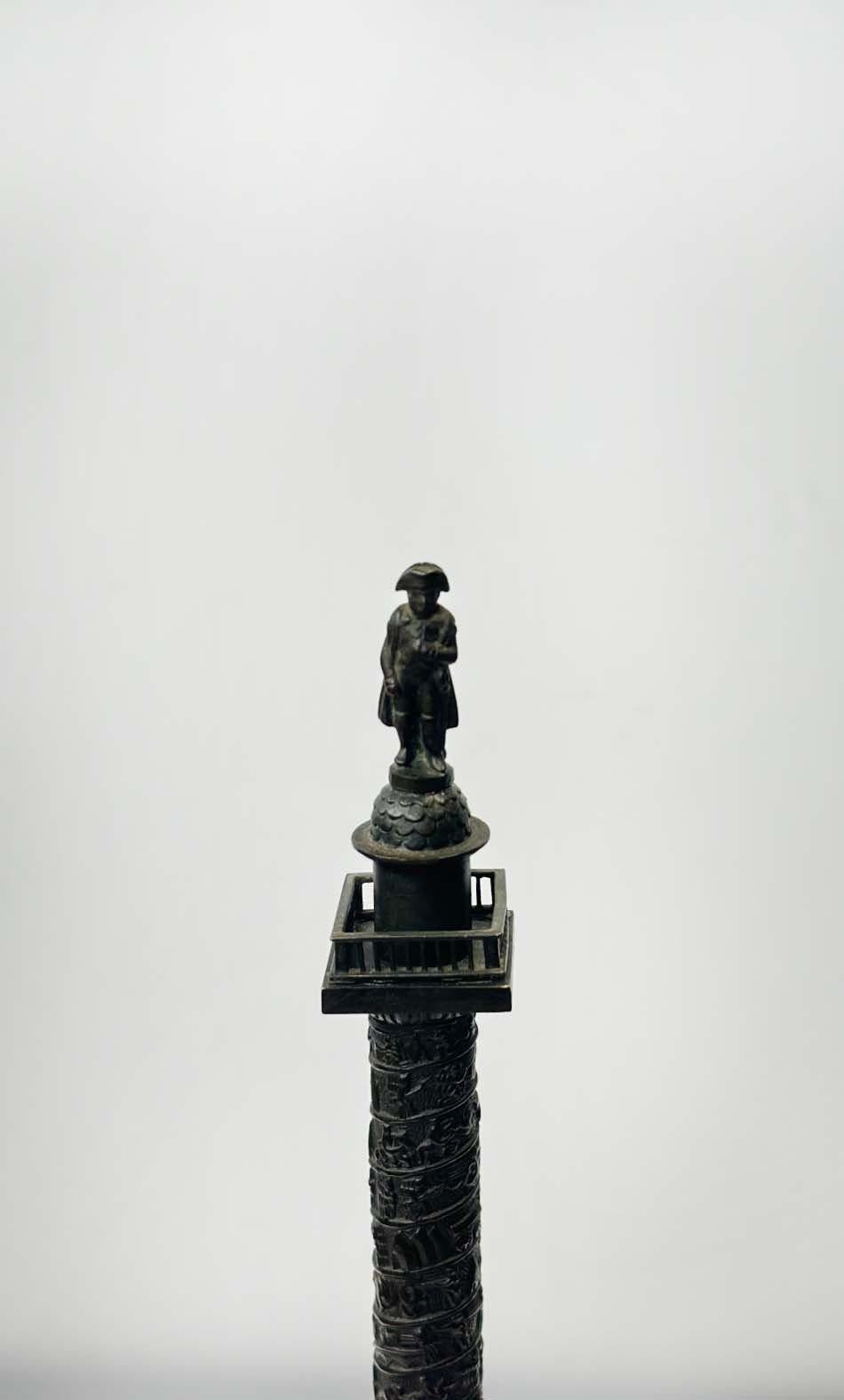 Bronze Statue of the Vendôme Column on Marble Base In Good Condition For Sale In Los Angeles, CA
