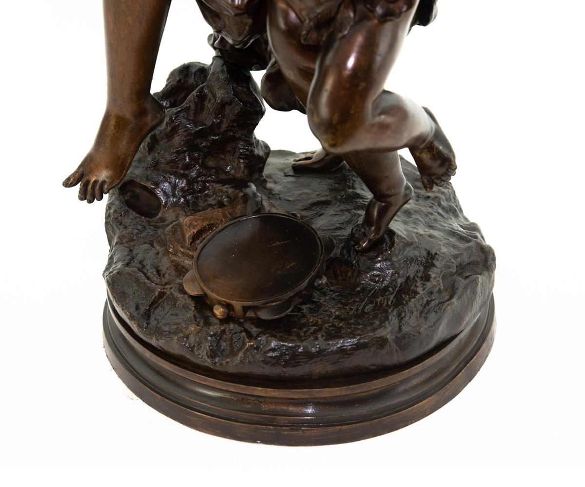 European Bronze Statue of Woman with a Child