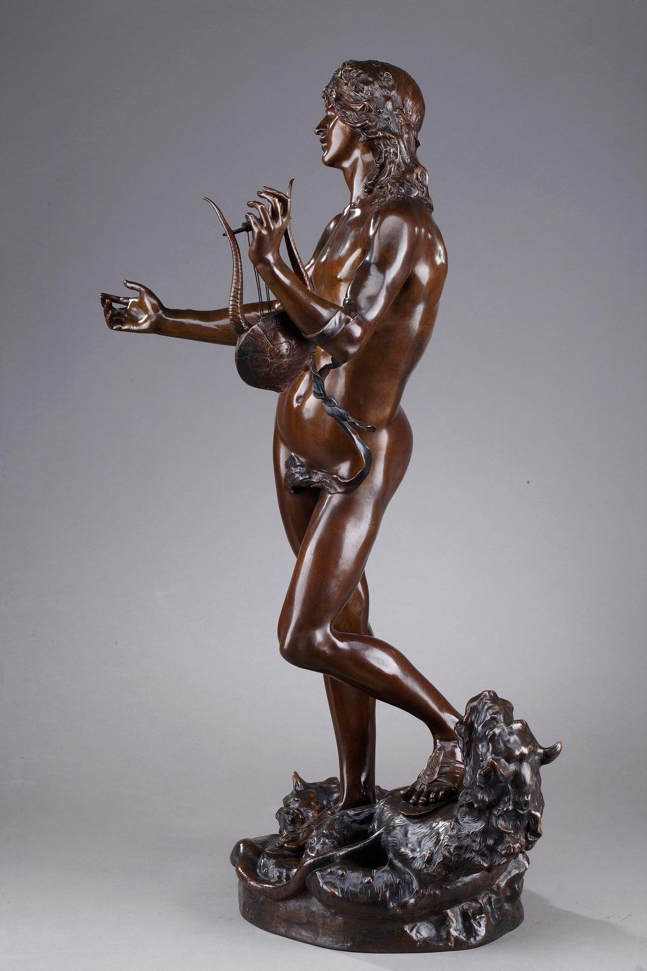 French Bronze Statue Orpheus and Cerberus by Edme Antony Paul Noël