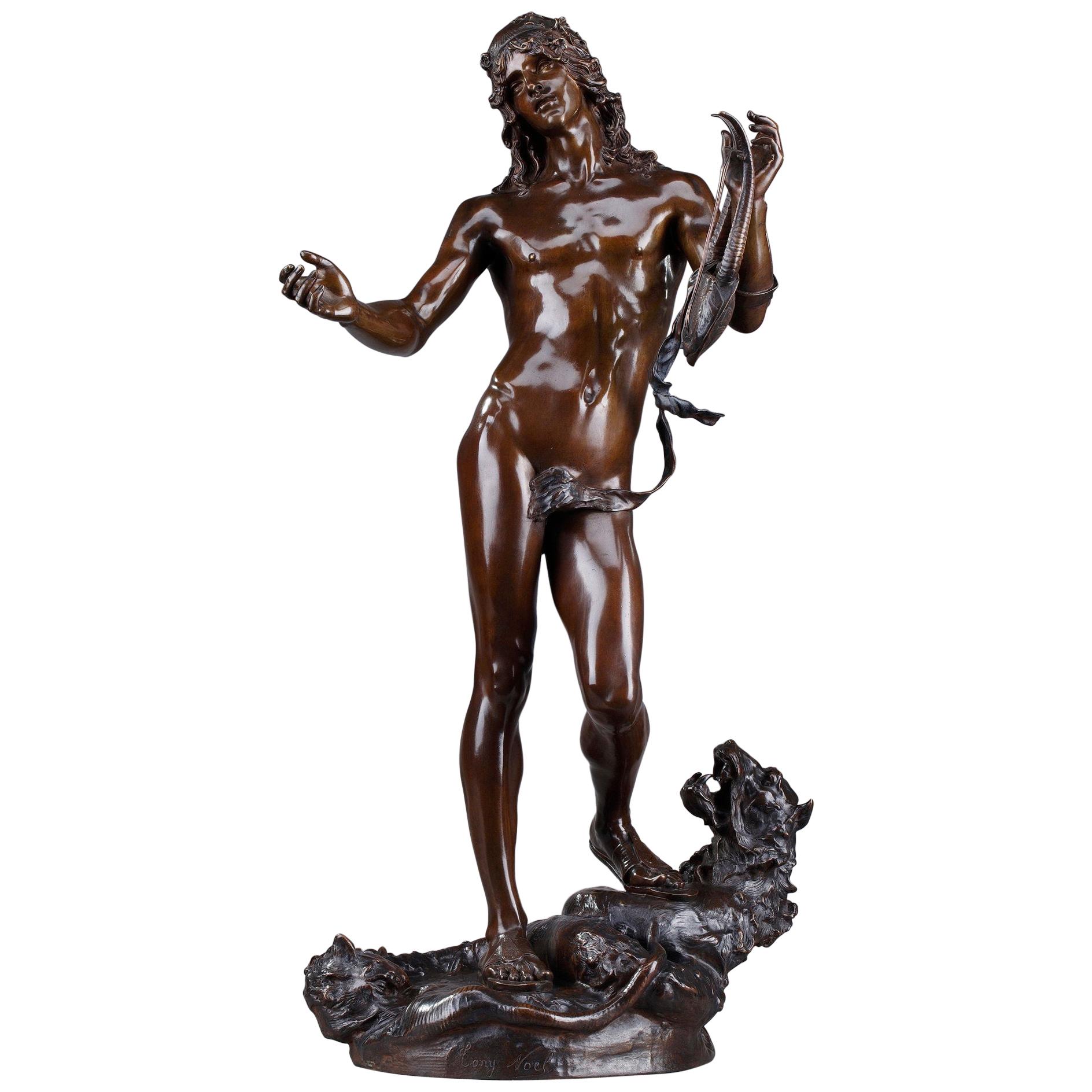Bronze Statue Orpheus and Cerberus by Edme Antony Paul Noël