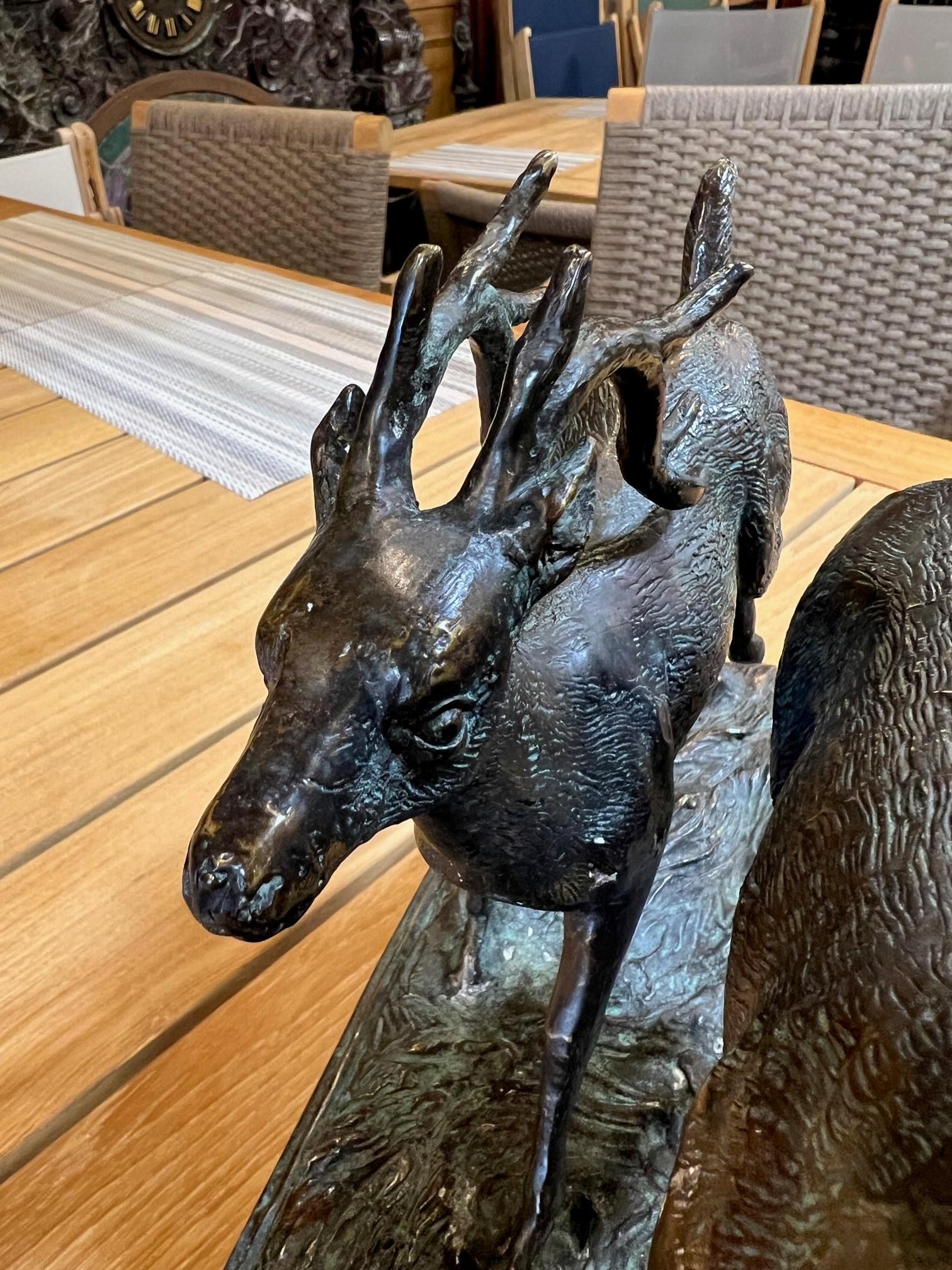 Bronze Statue Pair of Deer, Stags Running  For Sale 7
