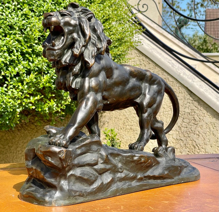 Bronze Statue, Roaring Lion, 19th Century For Sale at 1stDibs lion