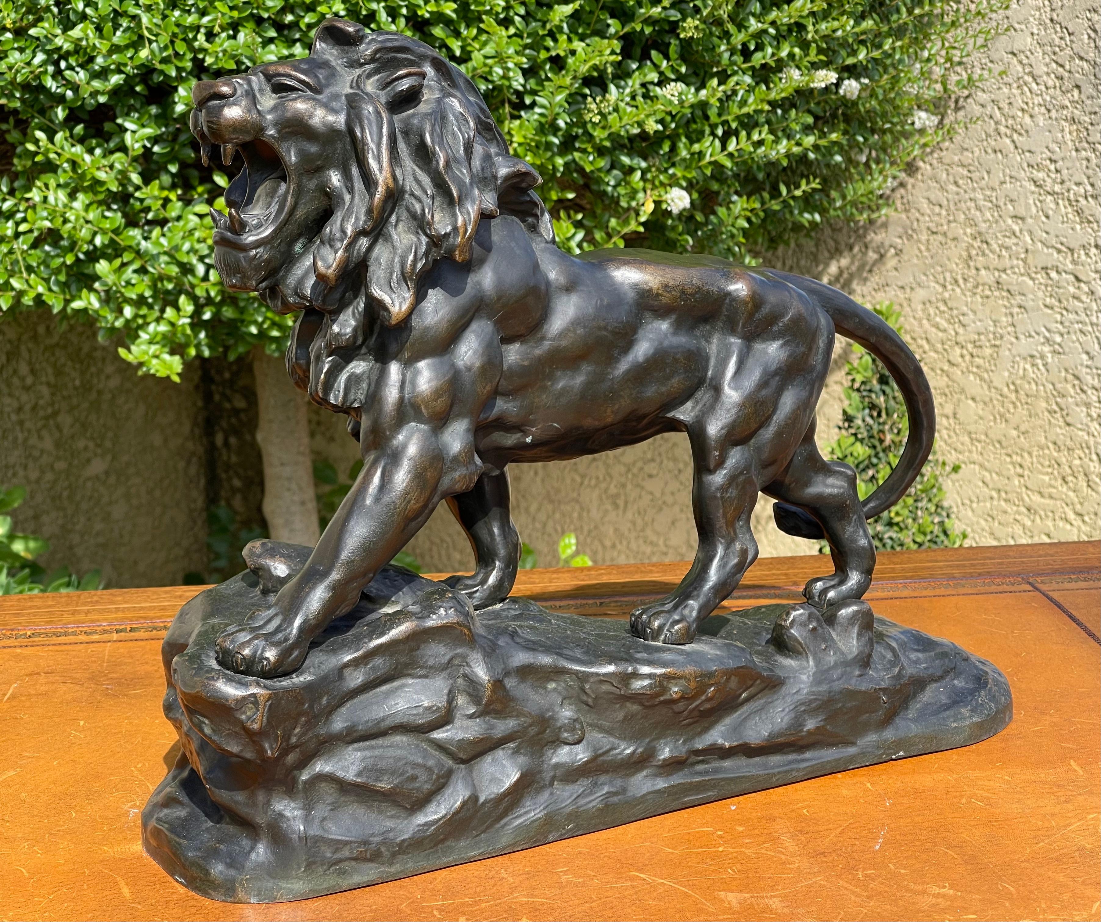 Bronze Statue, Roaring Lion, 19th Century For Sale 1