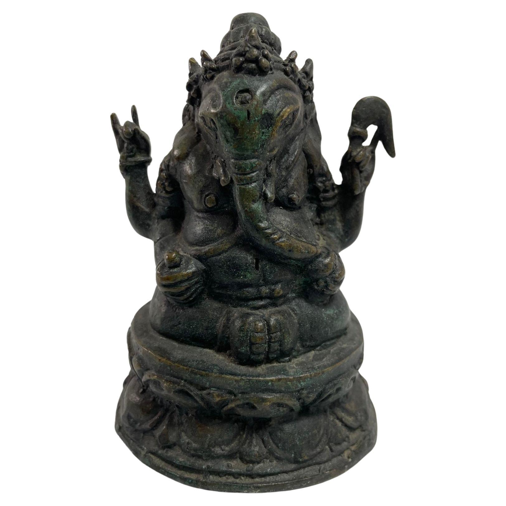 Estatua de Bronce Escultura de Ganesh Estatua Hindú de Bronce de la India o Nepal