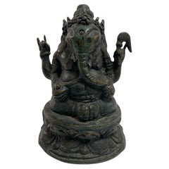 Used Bronze Statue Sculpture of Ganesh Indian or Nepalese Bronze Hindu Statue