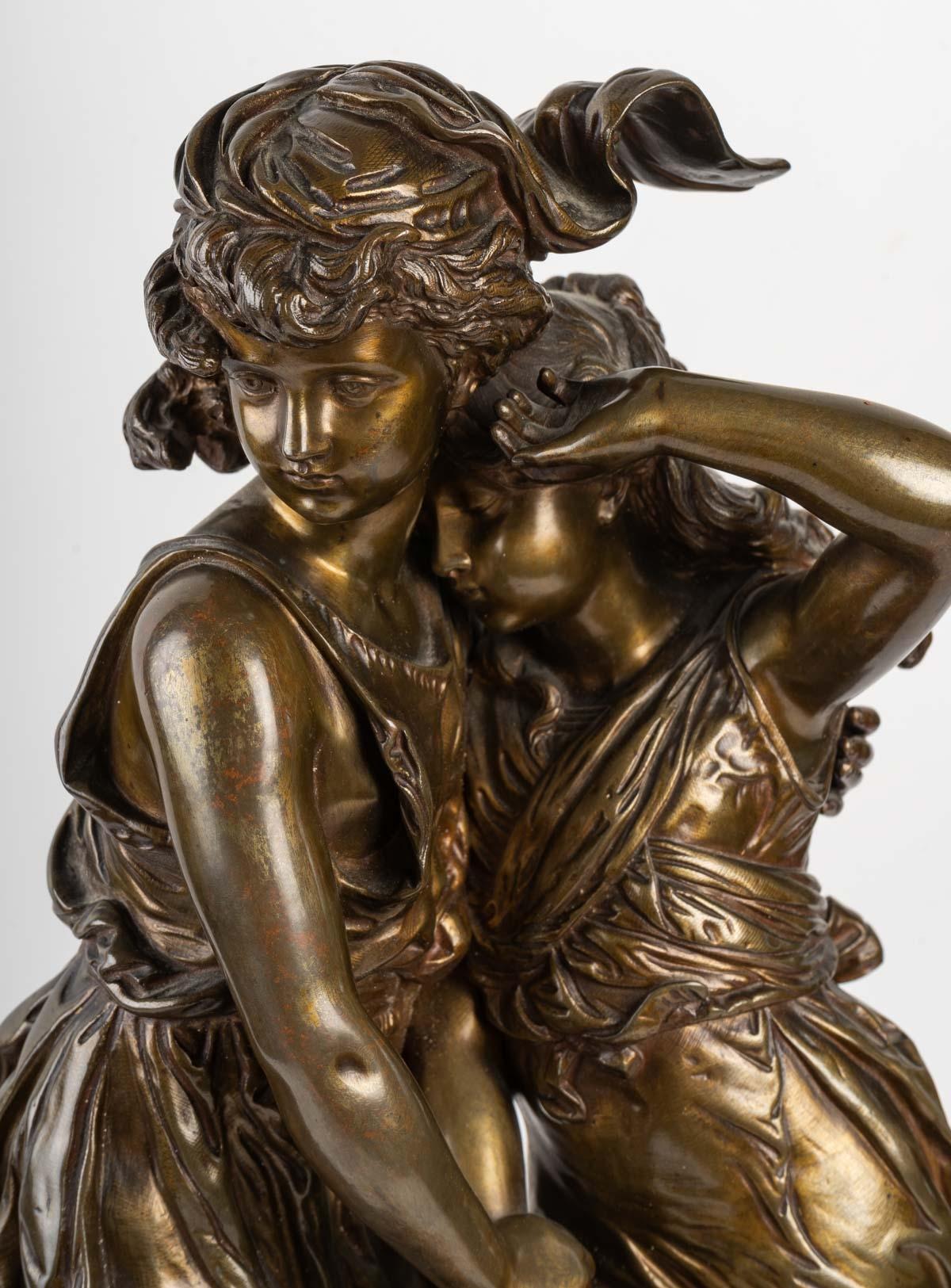 Bronze Statue Signed MOREAU, 19th Century In Good Condition In Saint-Ouen, FR