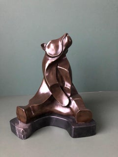 Bronze Statue Sitting Bear by van der Straeten, circa 1970s