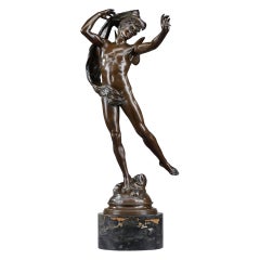 Bronze Statue, "The Winged Man", Signed Eugène Marioton