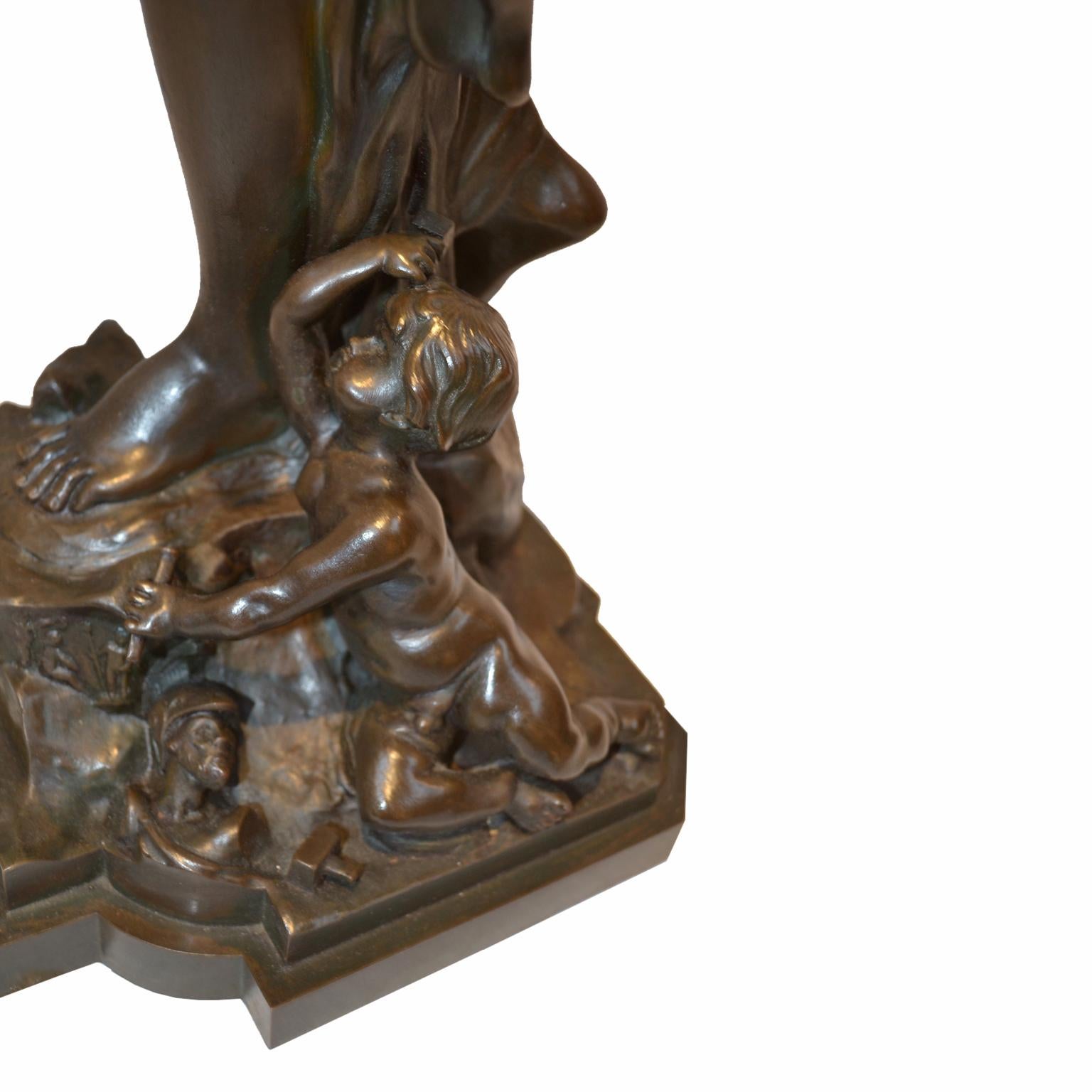 Neoclassical Bronze Statue  Titled “ Nul N’arrive Sans Peine ” by Auguste de Wever