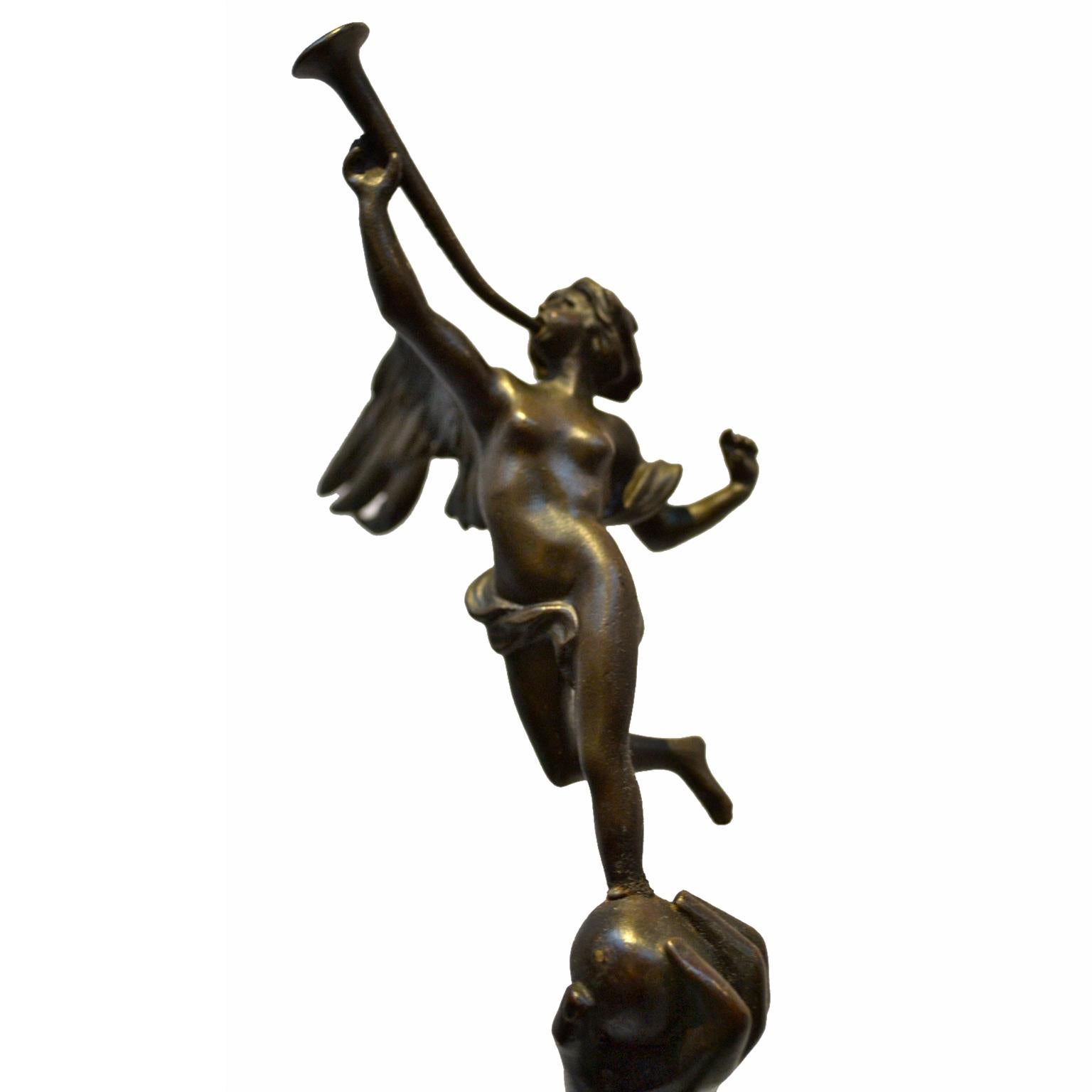 Belgian Bronze Statue  Titled “ Nul N’arrive Sans Peine ” by Auguste de Wever