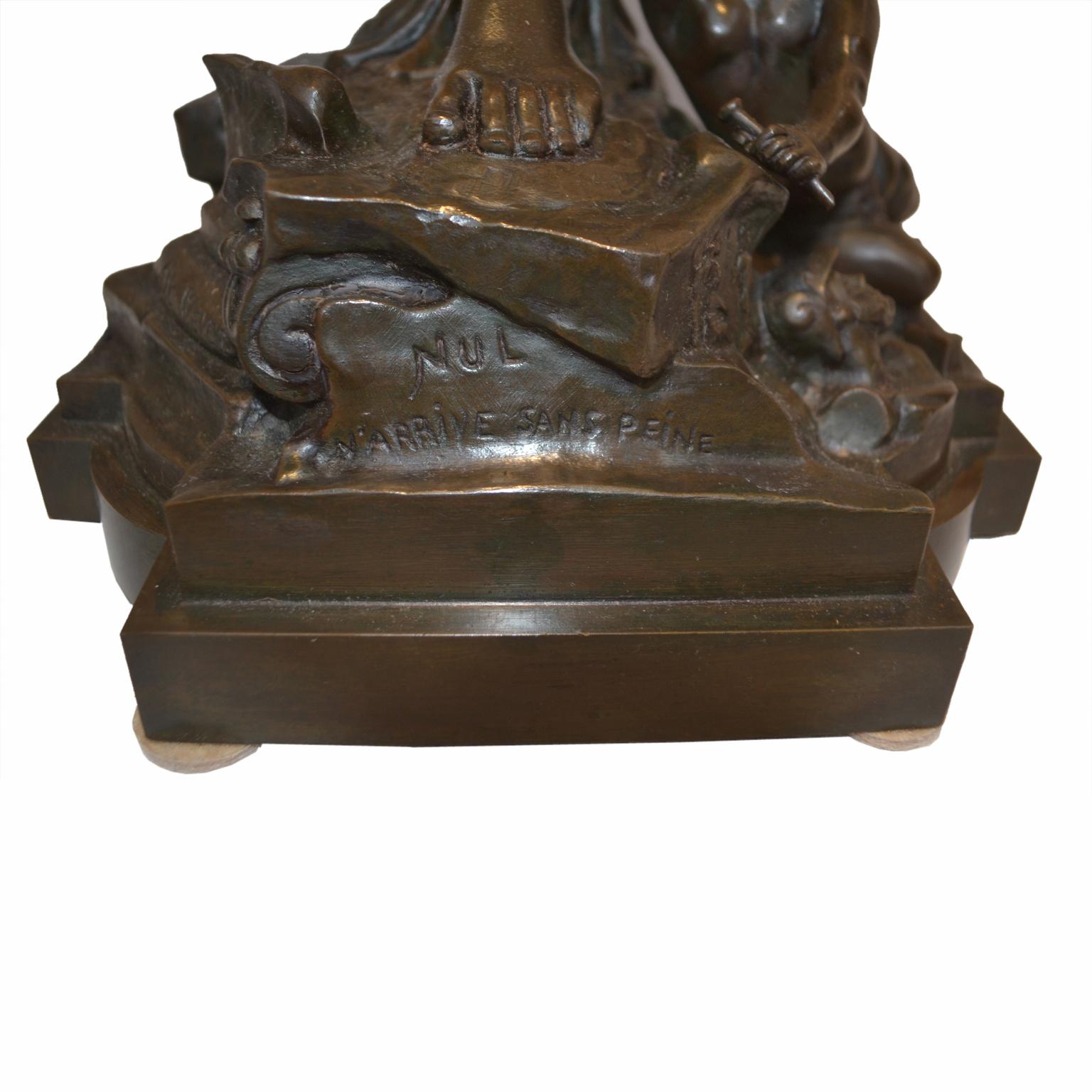 Bronze Statue  Titled “ Nul N’arrive Sans Peine ” by Auguste de Wever 2