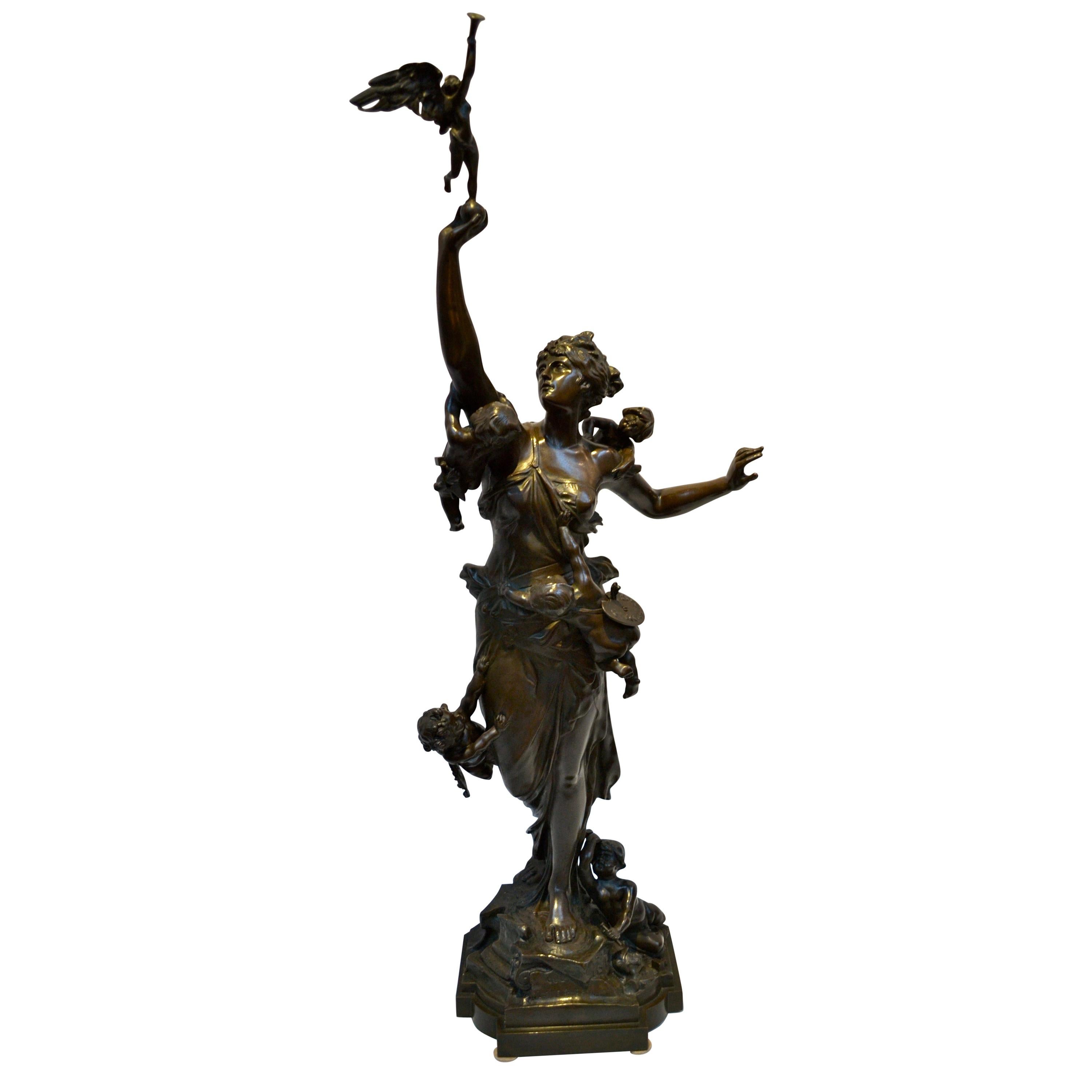 Bronze Statue  Titled “ Nul N’arrive Sans Peine ” by Auguste de Wever