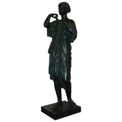 Bronze Statue Woman in Antique Clothes, 20th Century