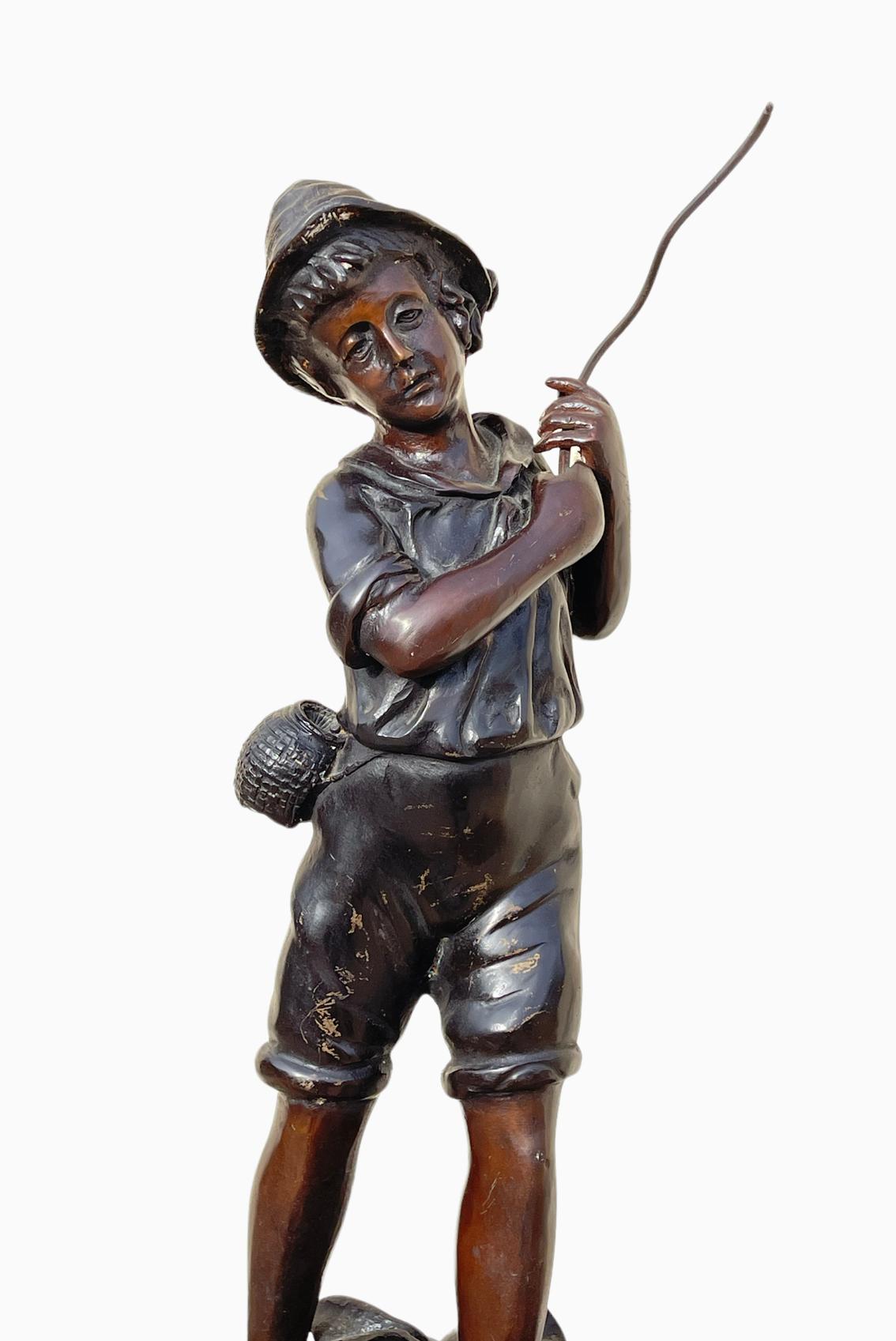 black boy fishing statue for sale