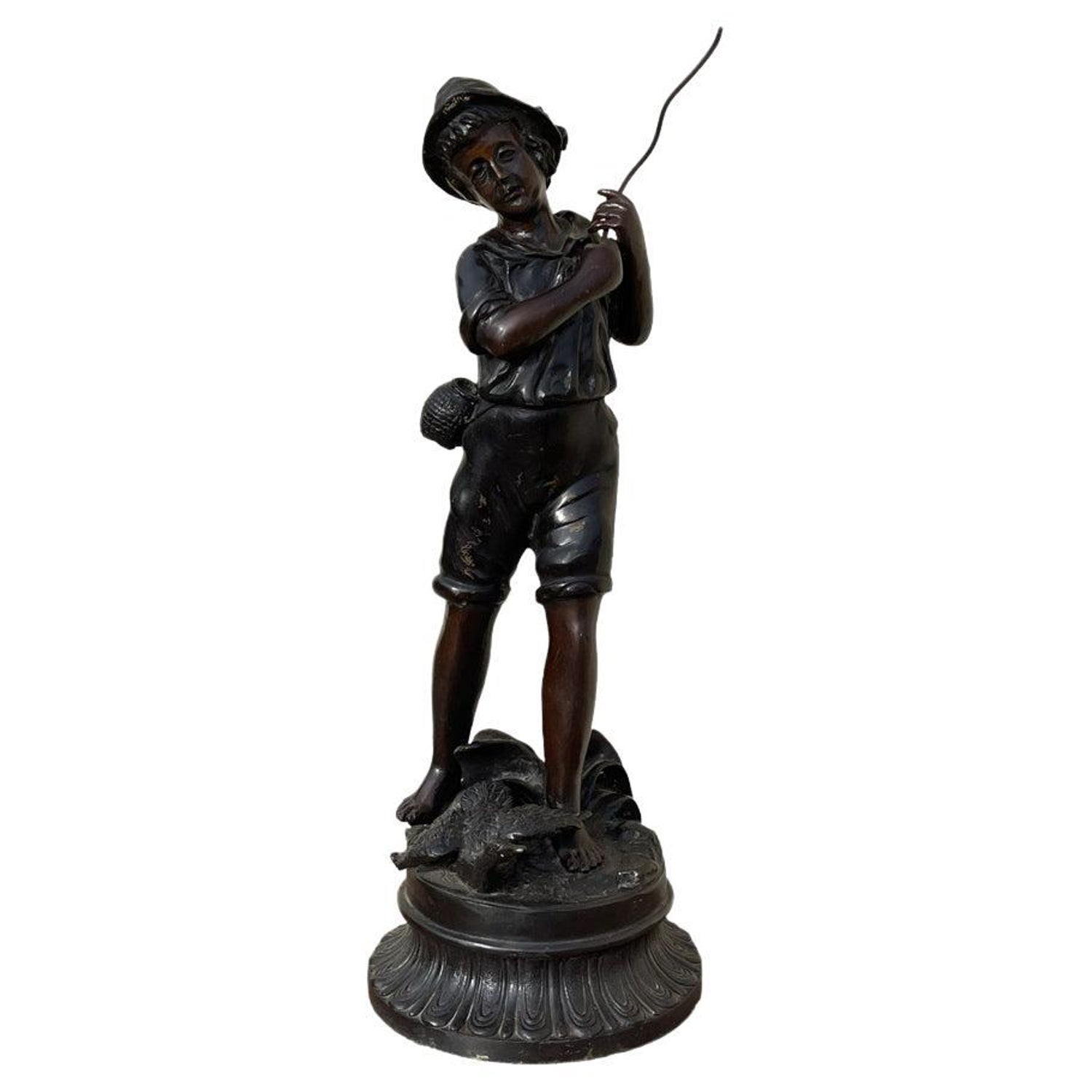 Boy Fishing Terracotta Statue by Goldscheider For Sale at 1stDibs