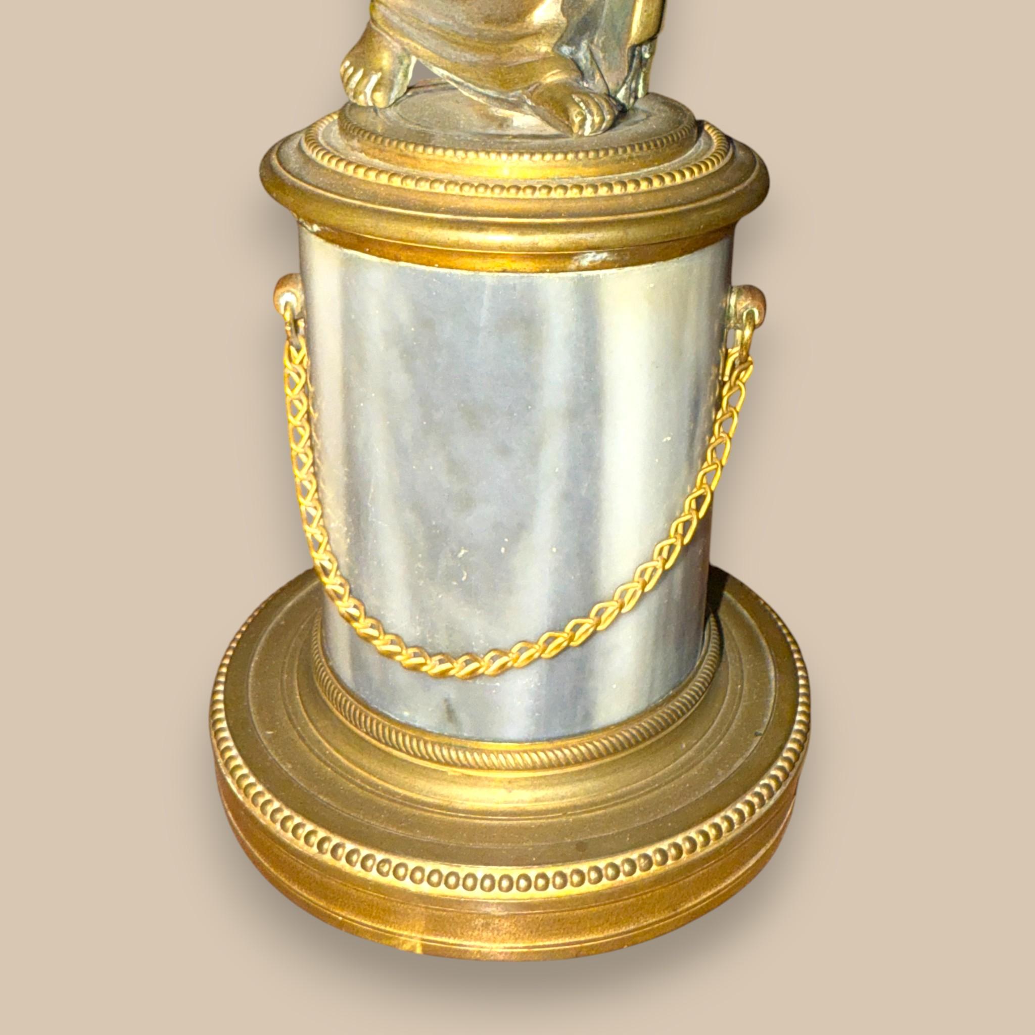 Bronze Statuette of a Classical Young Man on a Marble Column, Restoration period For Sale 7