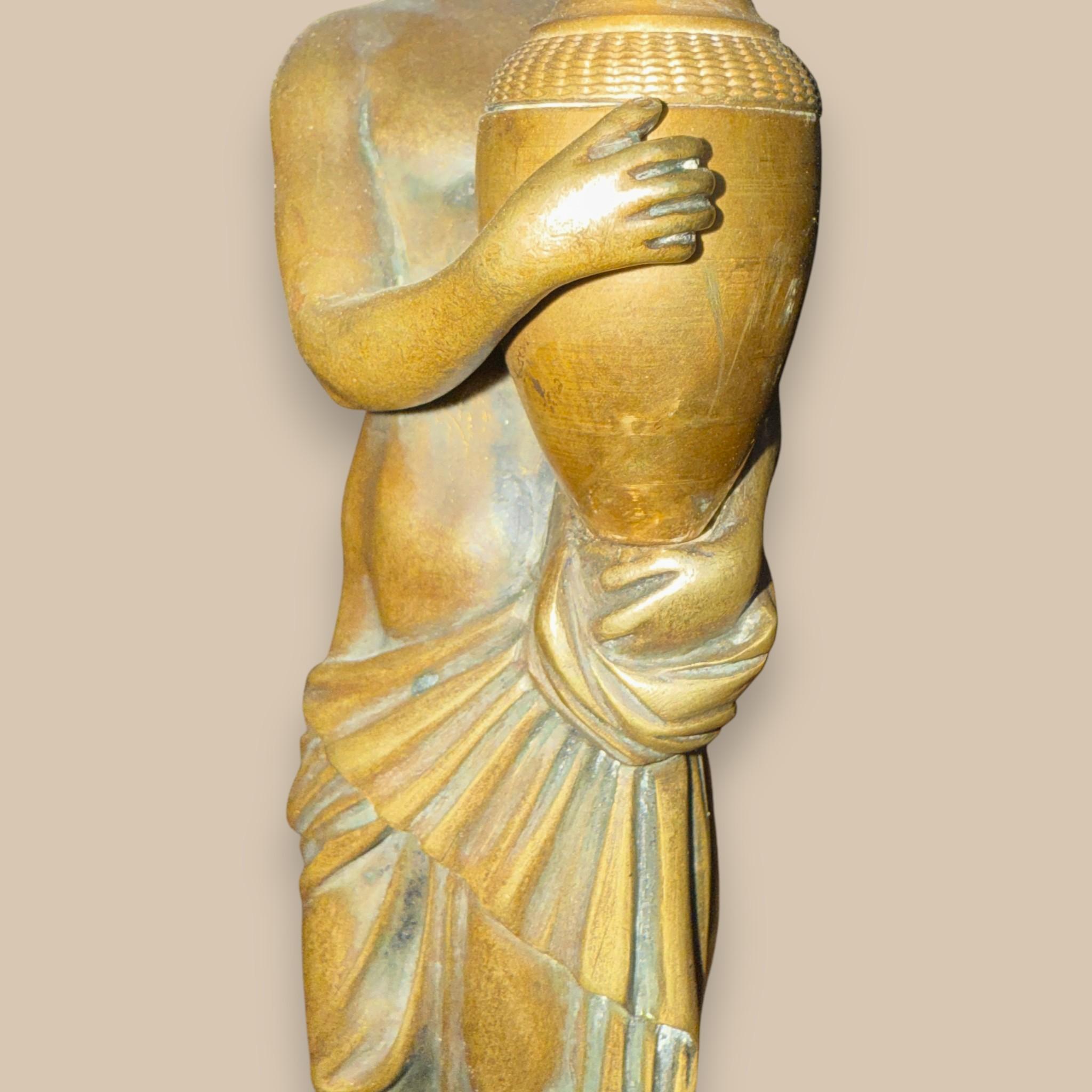 Bronze Statuette of a Classical Young Man on a Marble Column, Restoration period For Sale 4