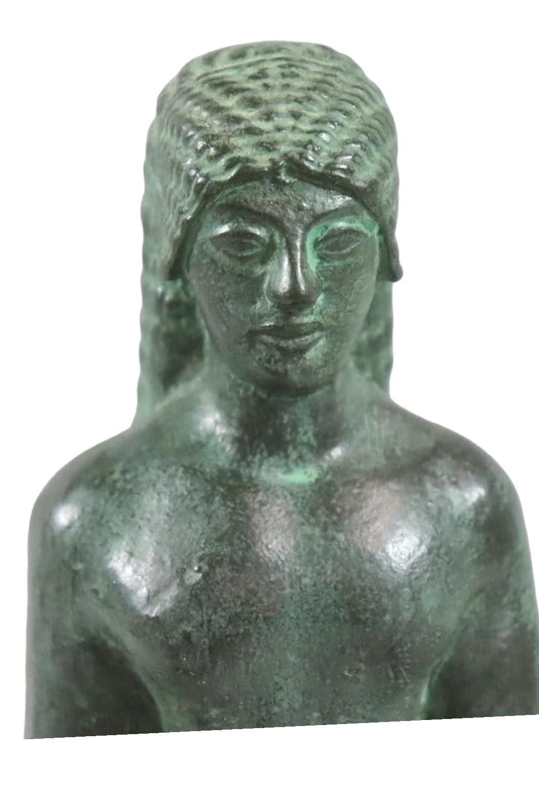 Patinated Bronze Statuette of a Kouros from the Sanctuary of Hera, Samos, Museums Replica For Sale
