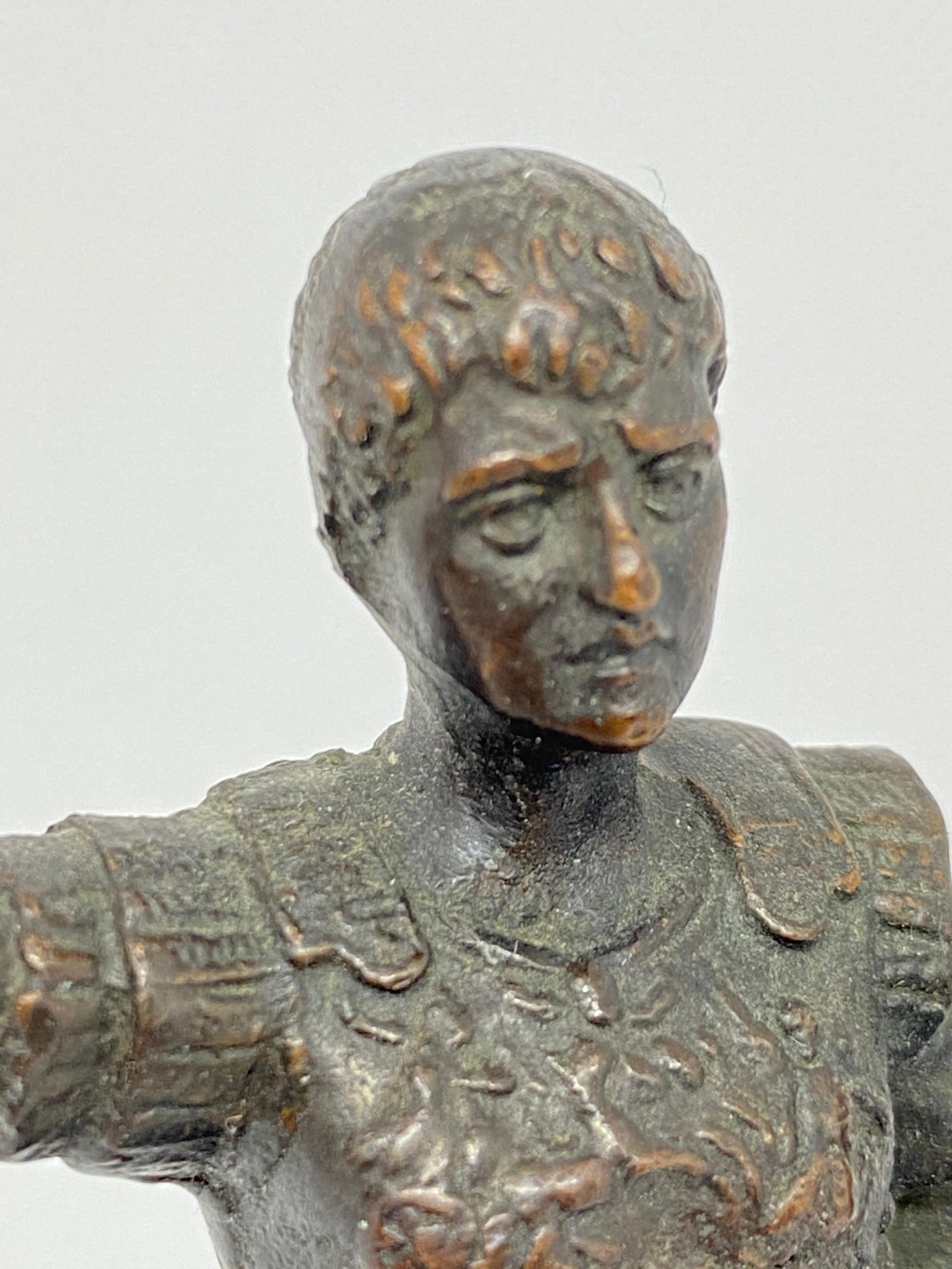 Cast Italian Grand Tour Bronze Statuette of Caesar Augustus, 19th Century For Sale