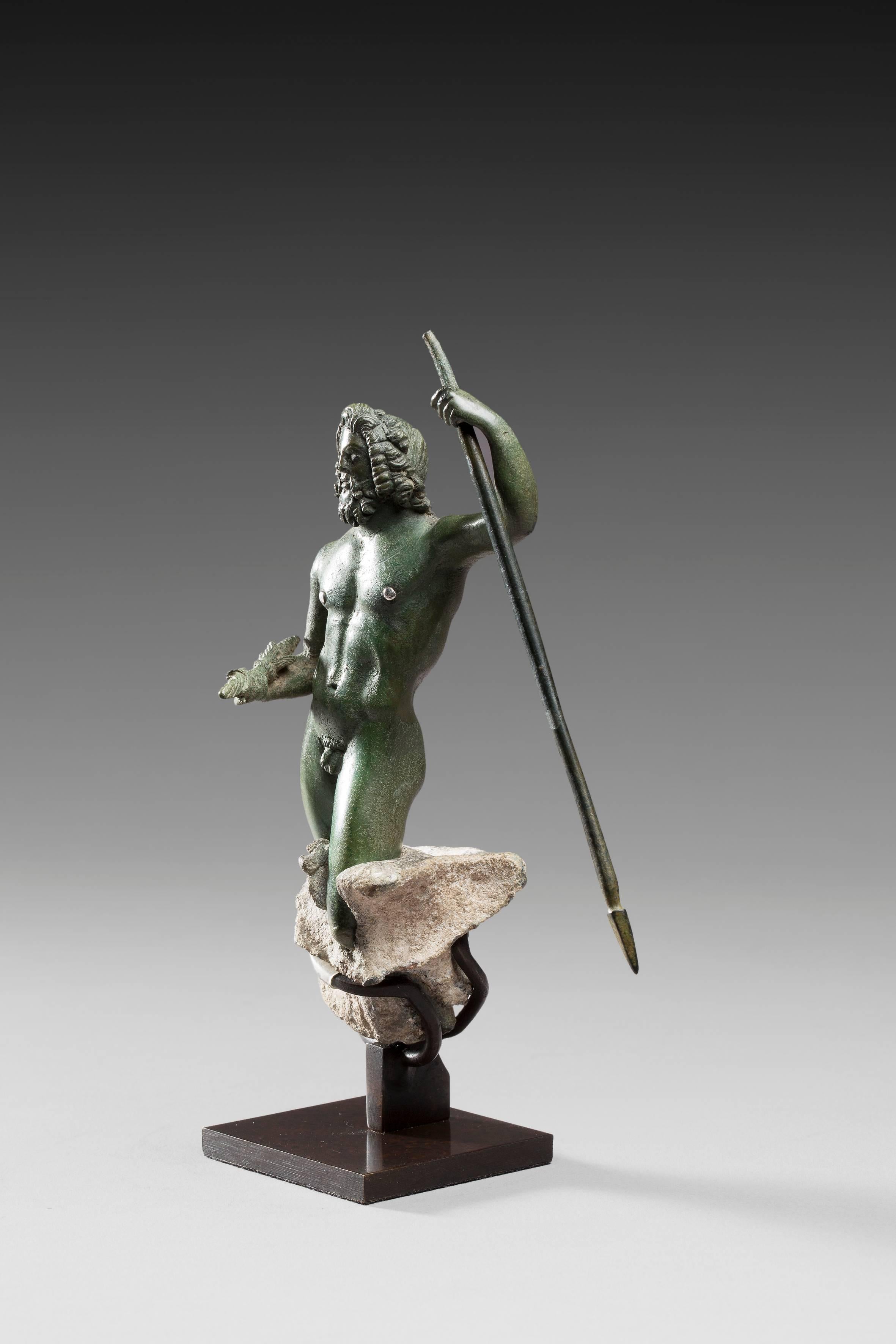 18th Century and Earlier Bronze Statuette Representing Zeus, Roman Art, 1st-2nd Century A.D. For Sale