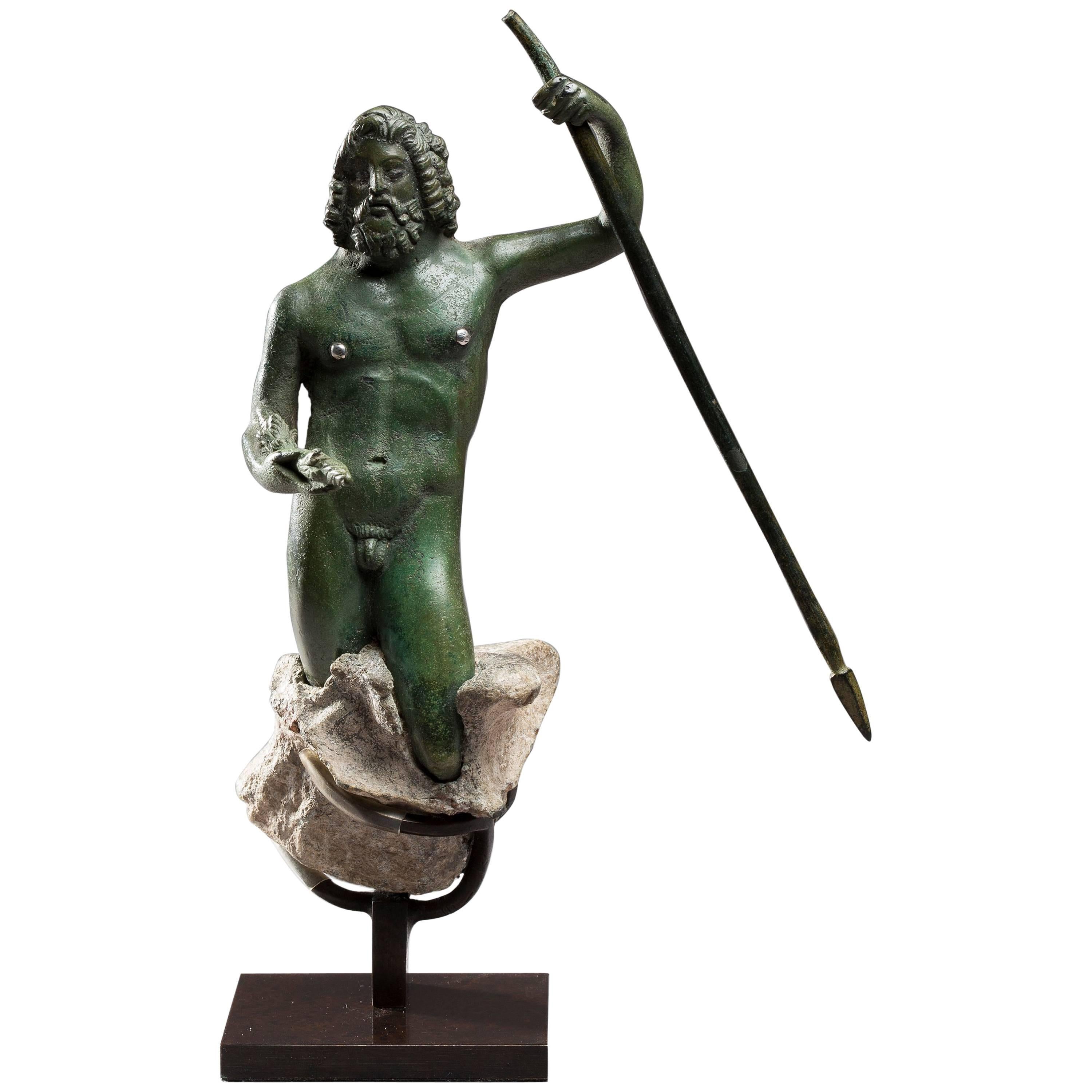 Bronze Statuette Representing Zeus, Roman Art, 1st-2nd Century A.D. For Sale