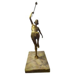 Bronze statuette with marble base "Javelin thrower"