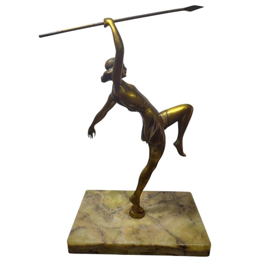 Argentino Statuetta in bronzo con base in marmo 