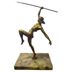 Estatuilla de bronce con base de mármol "Lanzador de jabalina"