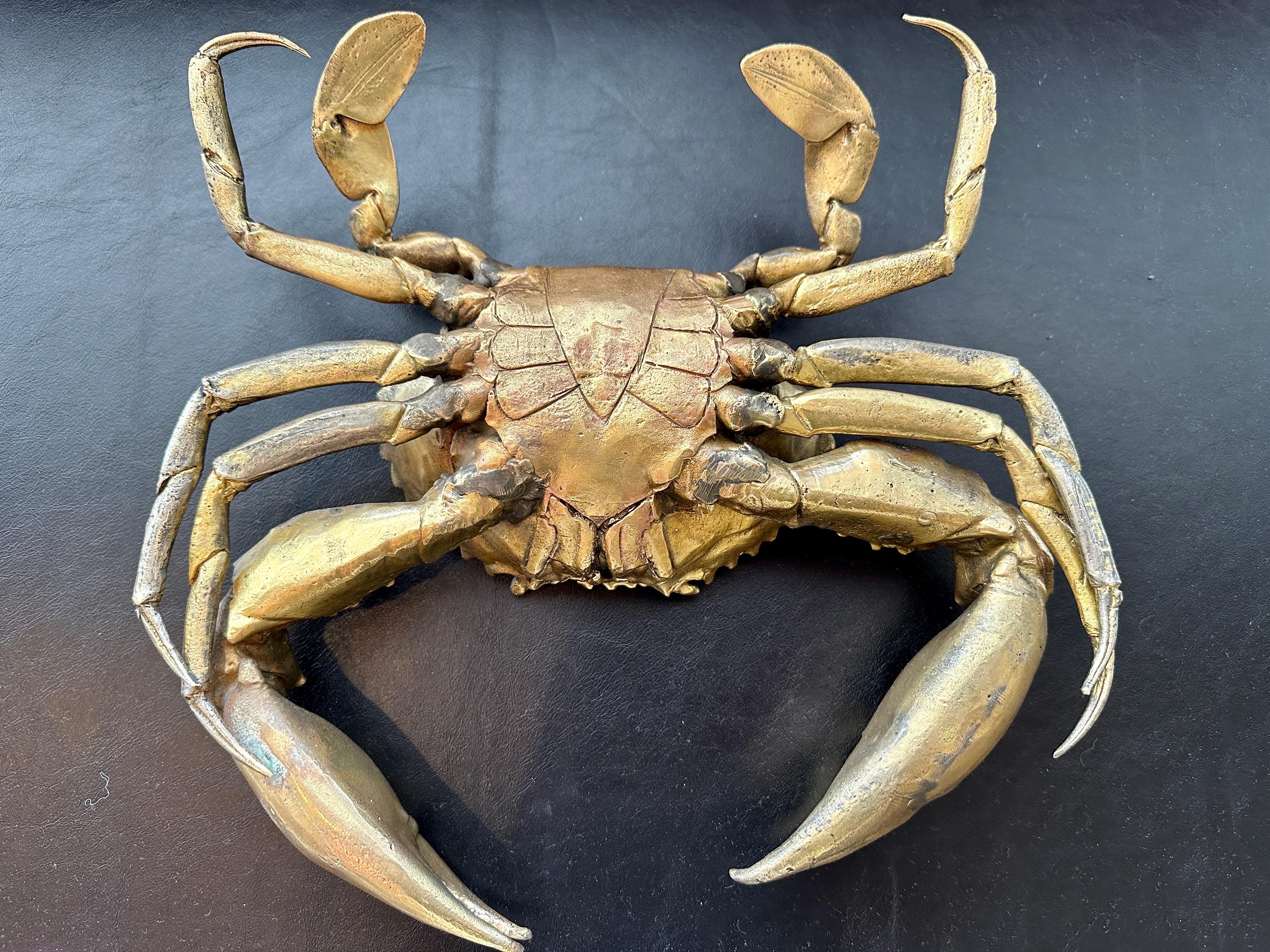 Unknown Bronze & Stone Dungeness Crab Table Sculpture For Sale
