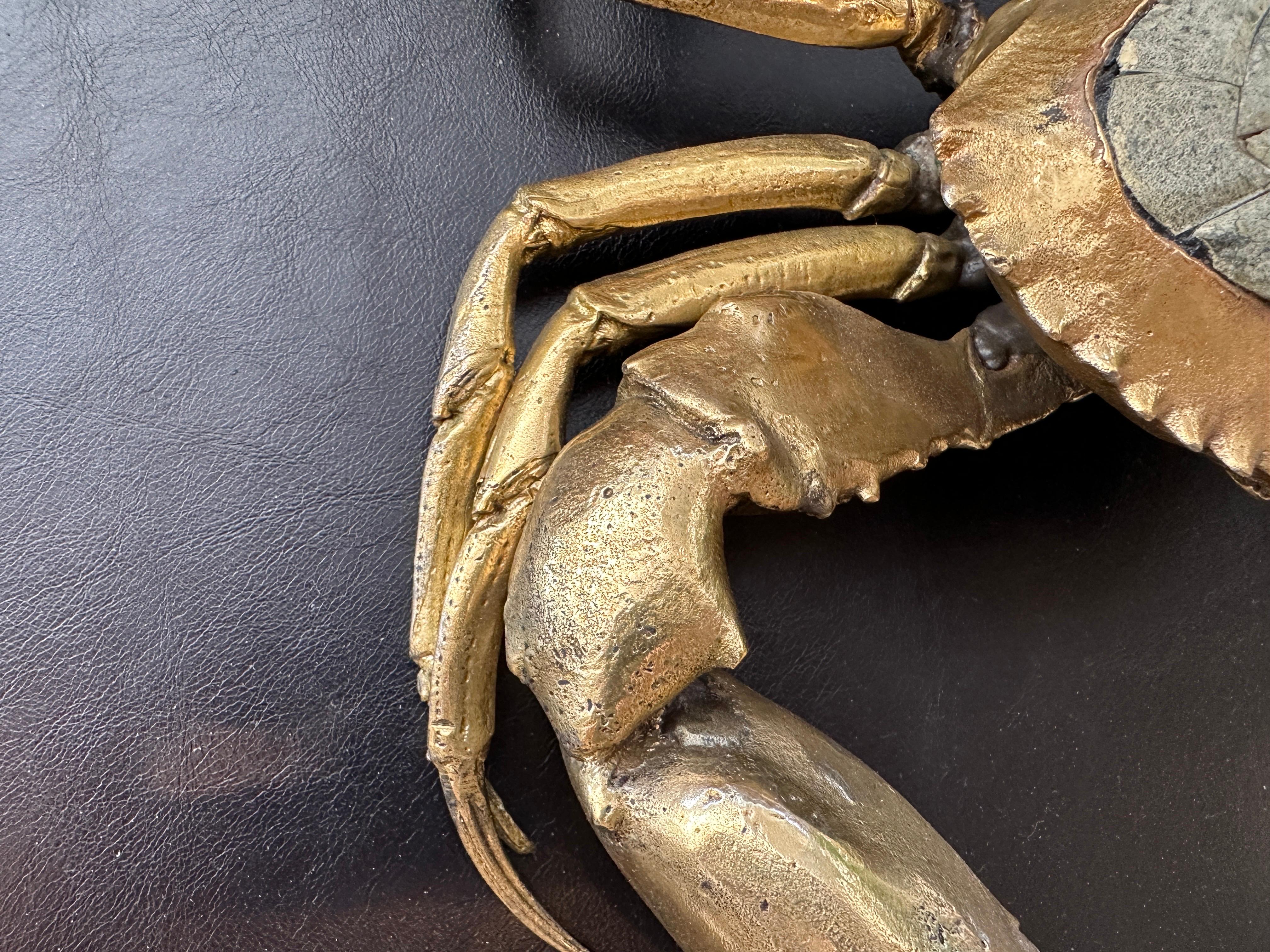 Bronze & Stone Dungeness Crab Table Sculpture For Sale 1