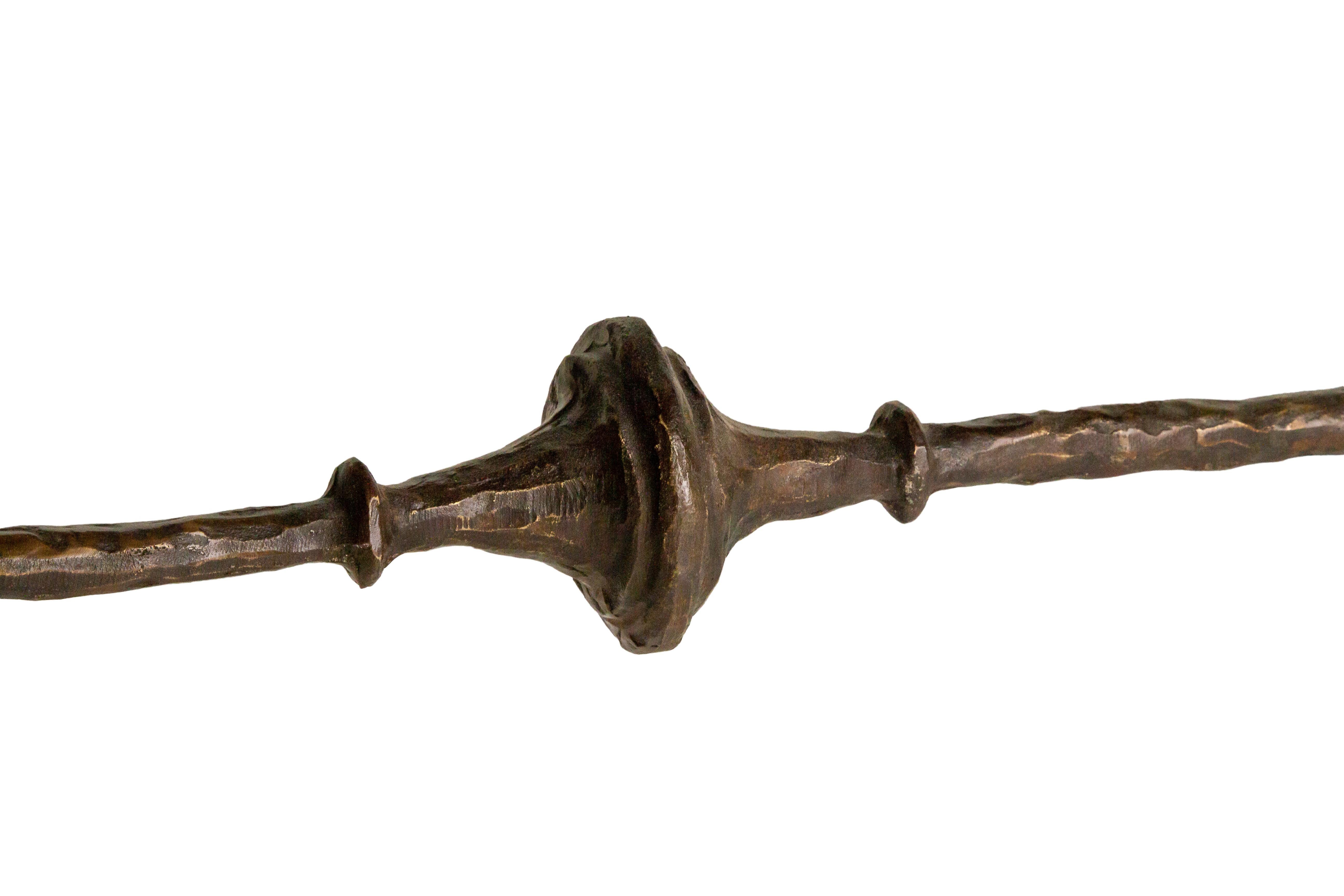 Sgabello in bronzo con sedile imbottito in pelle marrone o nera in vendita 2
