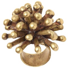 Bronze Studio Sputnik Starburst Sculptural Ring Attributed to Pal Kepenes