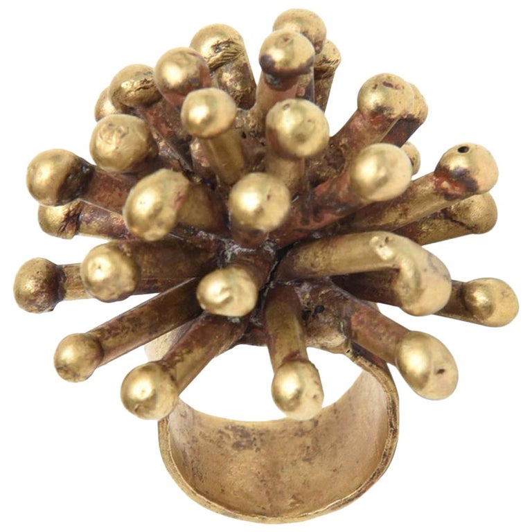 Bronze Studio Sputnik Starburst Sculptural Ring Attributed to Pal Kepenes For Sale