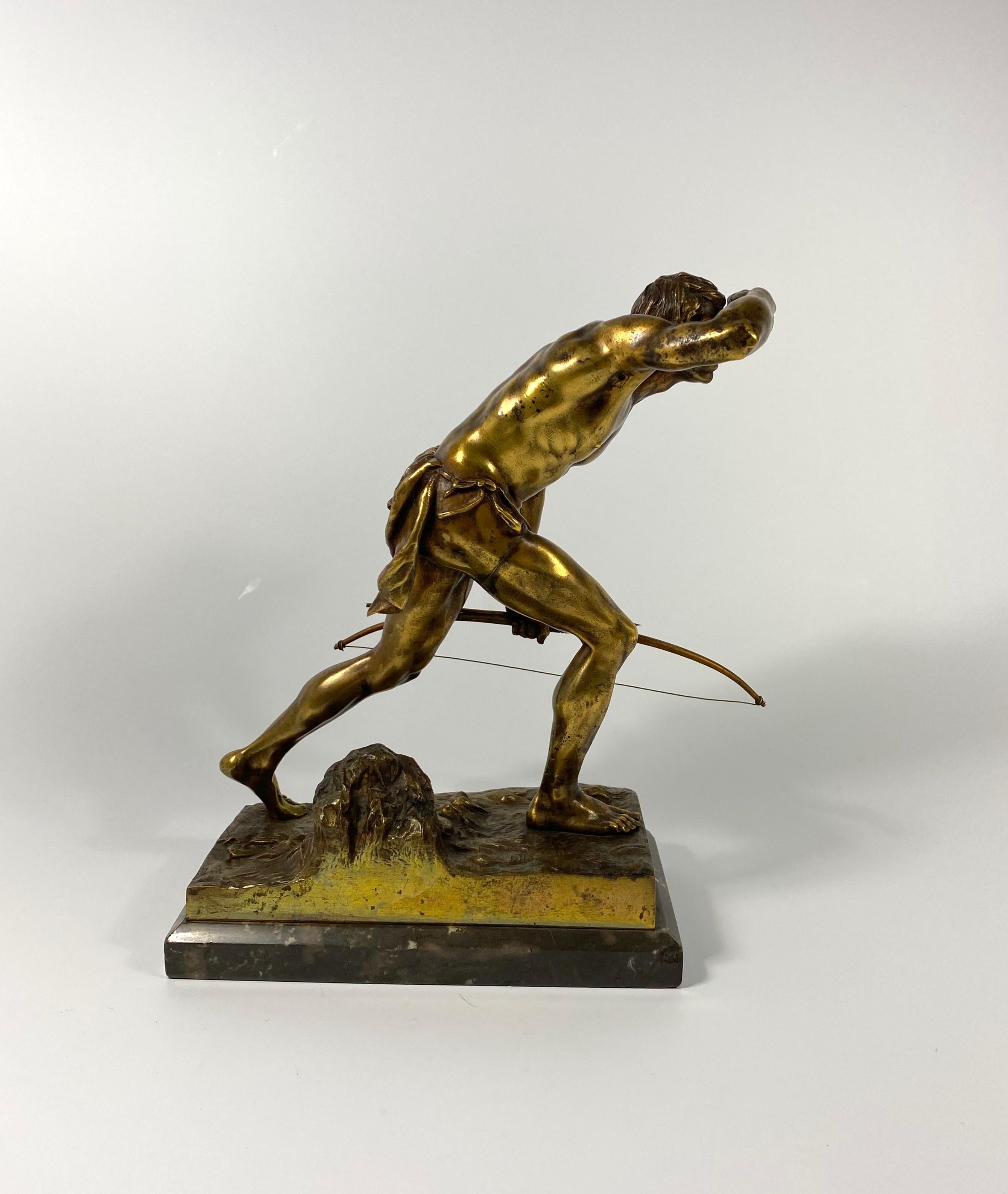 American Classical Bronze Study of a Native American Brave, Joseph Drischler