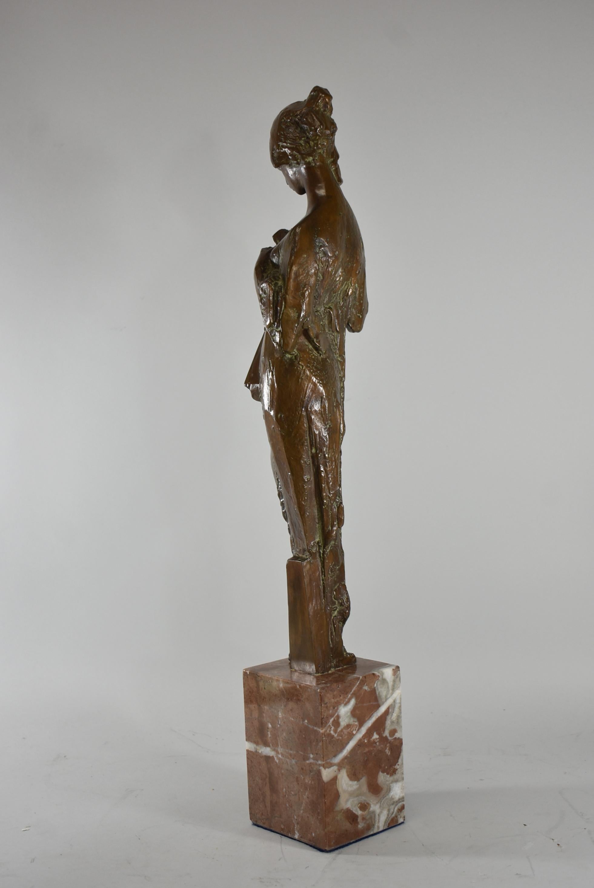 Bronze Style Figurative Female Marble Base Urania by Jan Hanna For Sale 3