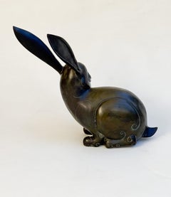 Bronzestilisierter Hase Skulptur von Santi's