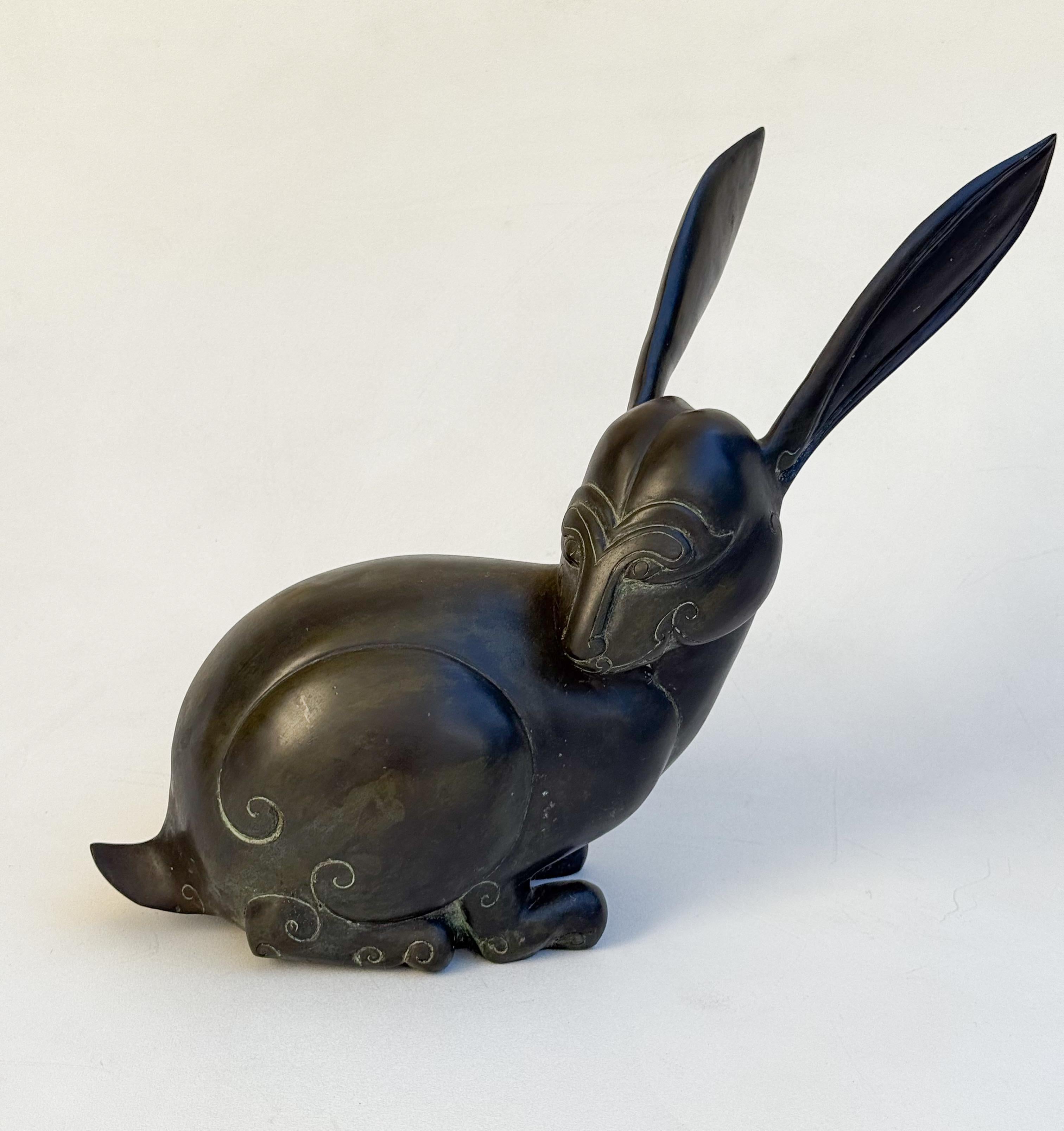 Bronze Stylise Jackrabbit Sculpture by Santi’s Vaciado en venta