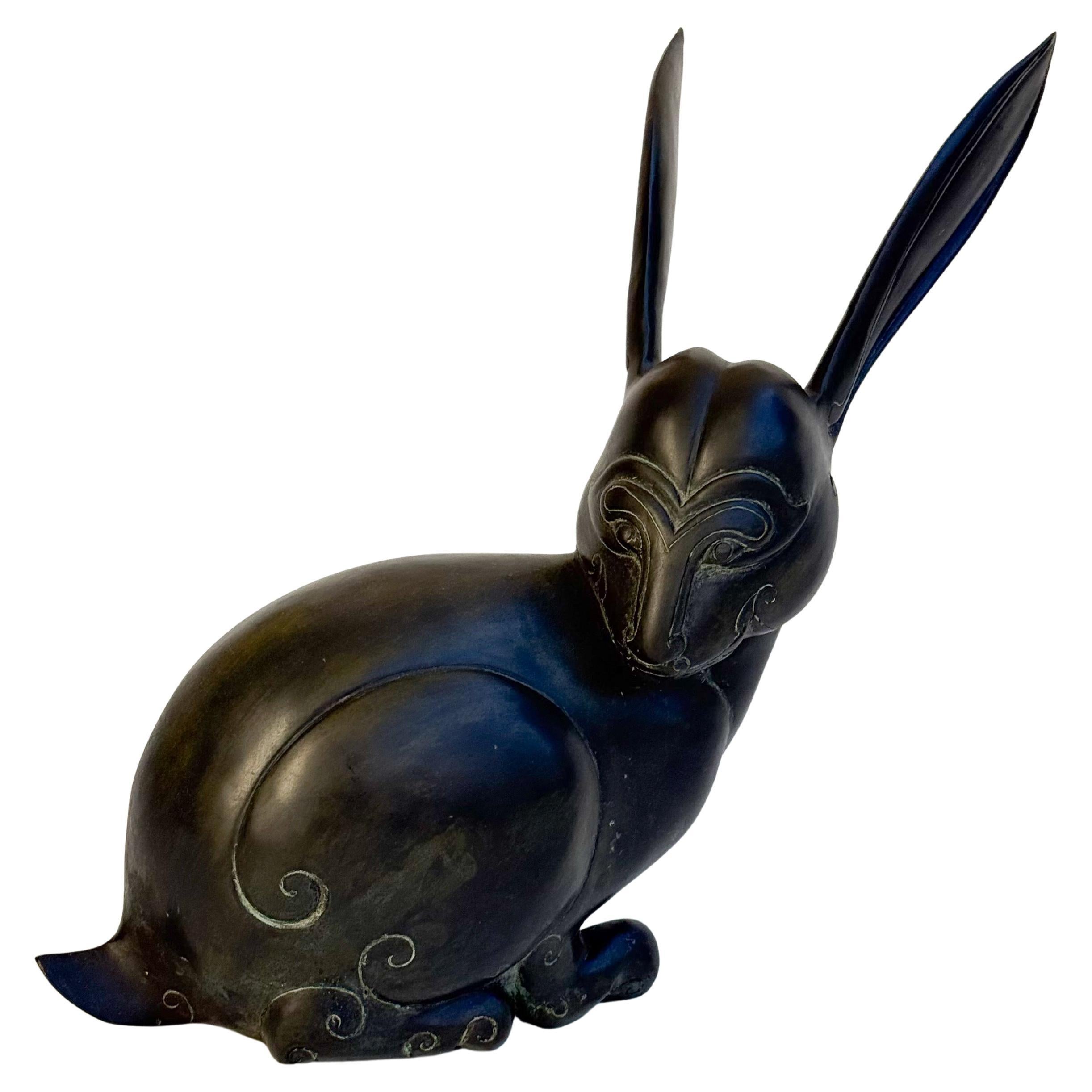 Bronze Stylise Jackrabbit Sculpture by Santi’s