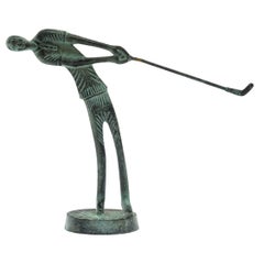Bronze Stylized Golfer Table Top Scuplture, 1960s