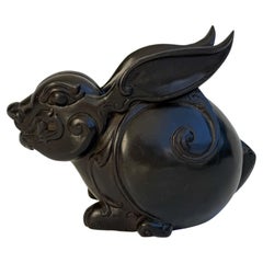 Bronze Stylized Rabbit Sculpture by Santi
s
