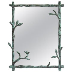 Vintage Bronze Surface Branch/Bird Mirror