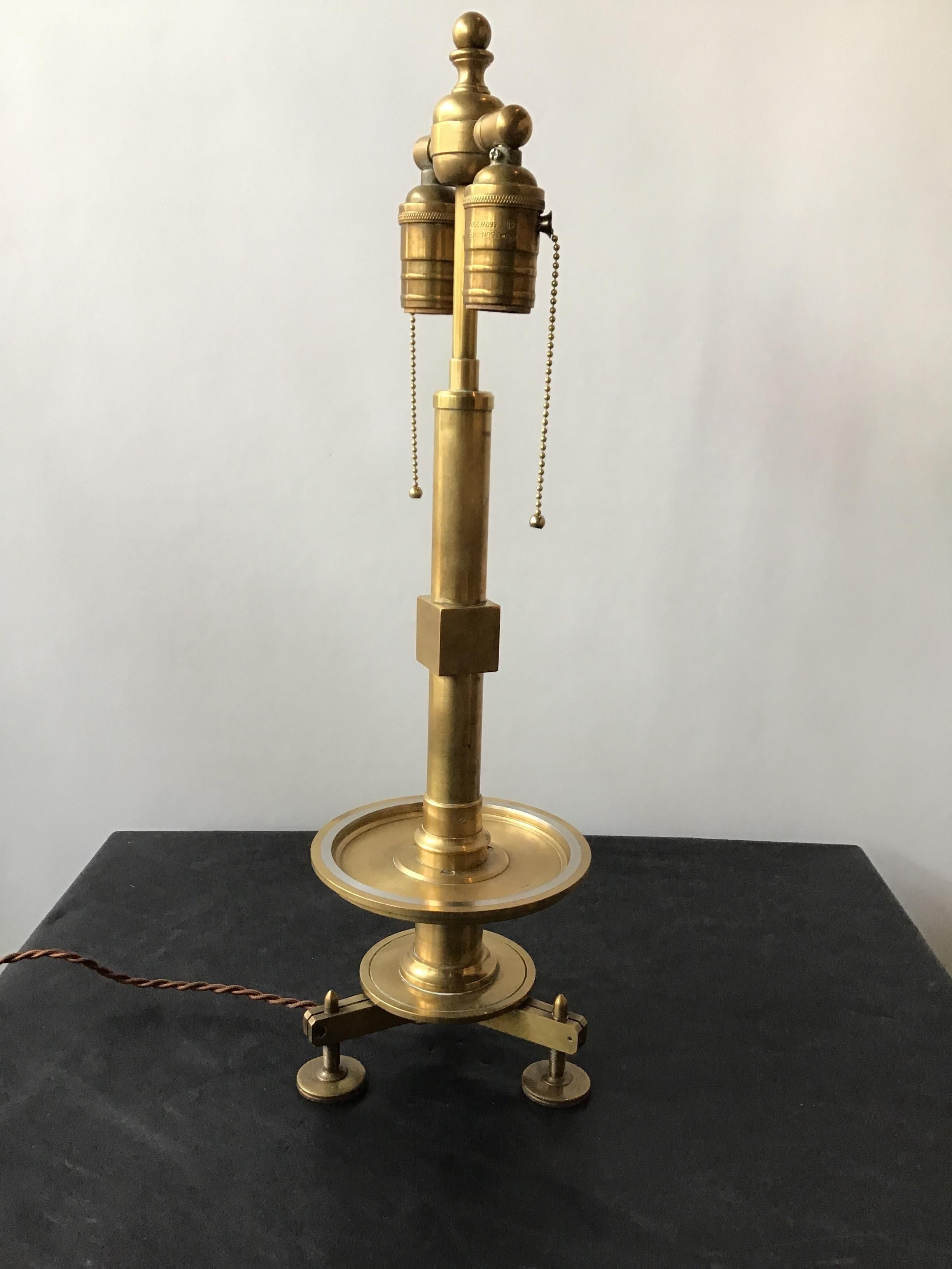 Bronze Surveyors Style Table Lamp In Good Condition In Tarrytown, NY
